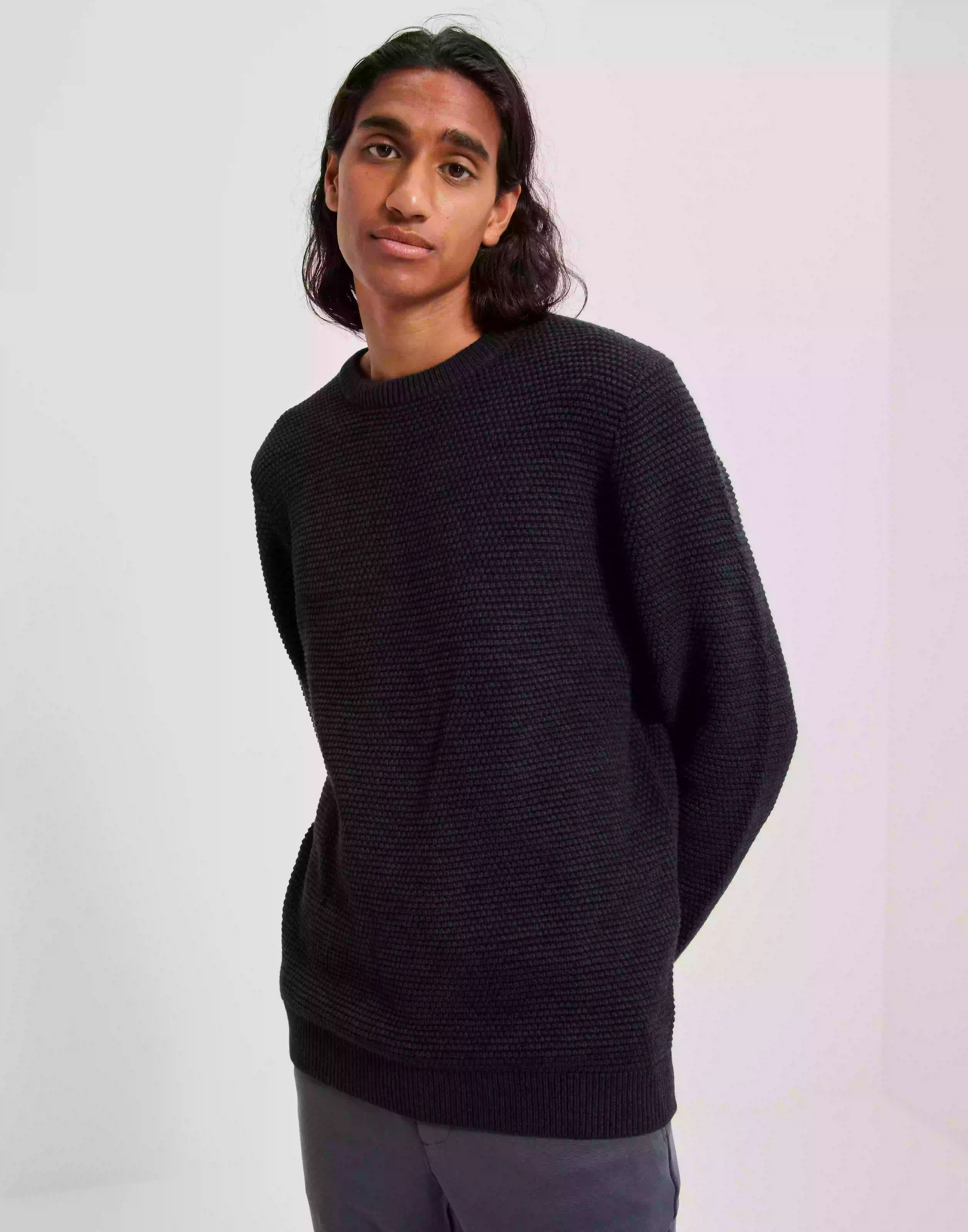 Selected Homme Slhvince Ls Knit Bubble Crew Neck N Stickade tröjor Salute Black Twist