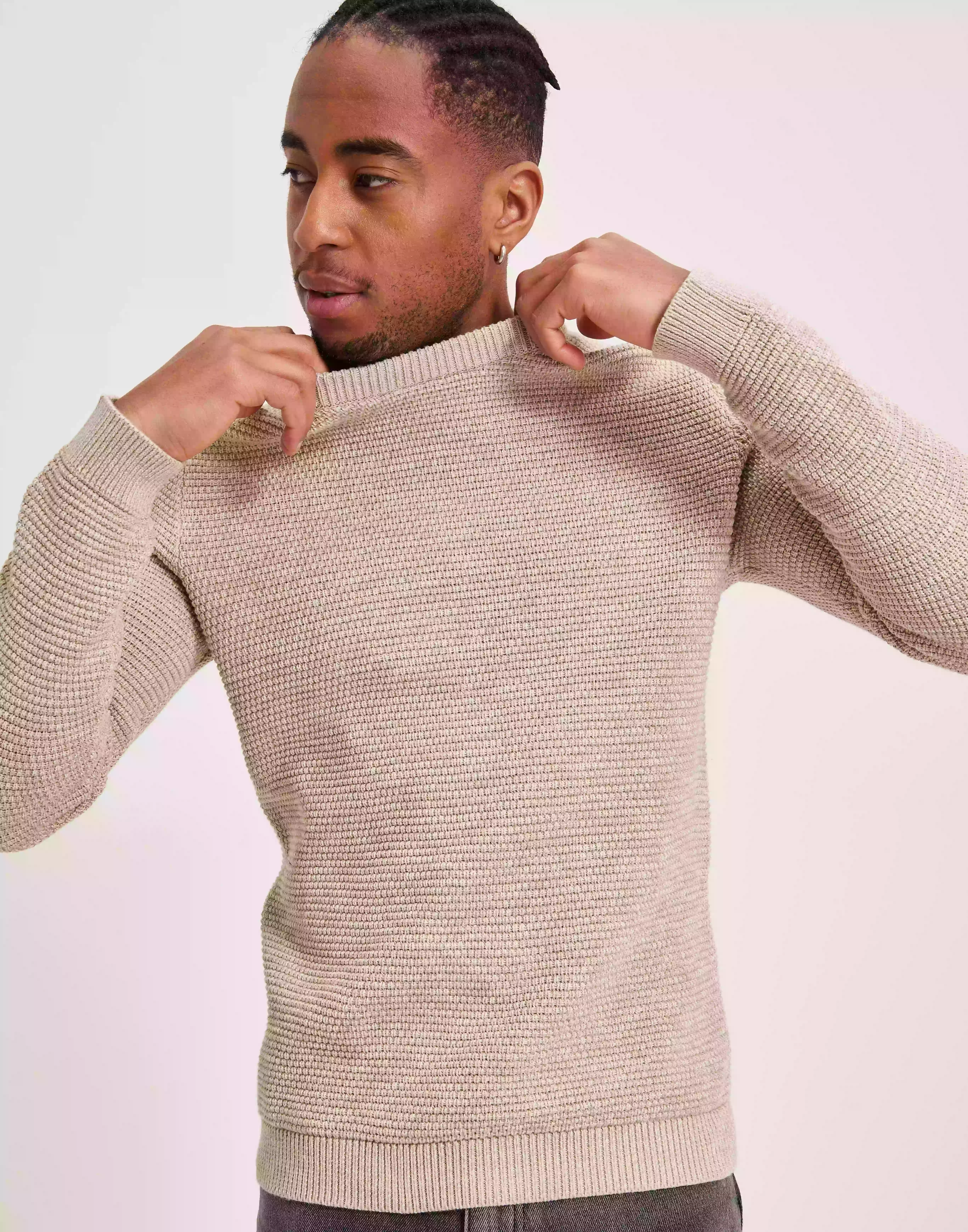 Selected Homme Slhvince Ls Knit Bubble Crew Neck N Stickade tröjor Pure Cashmere Angoratwist
