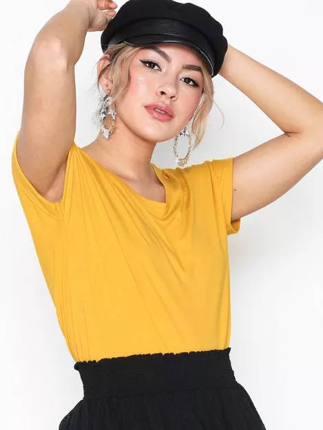 Only - Yellow JRS TOP O-NECK S/S Buy NOOS onlMOSTER