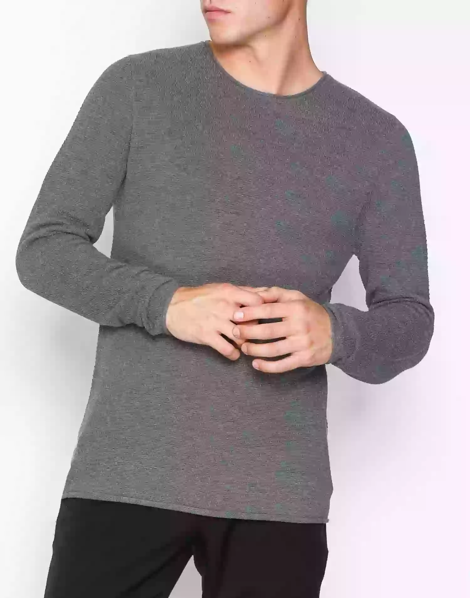 Selected Homme Slhrocky Crew Neck B Noos Stickade tröjor Grå
