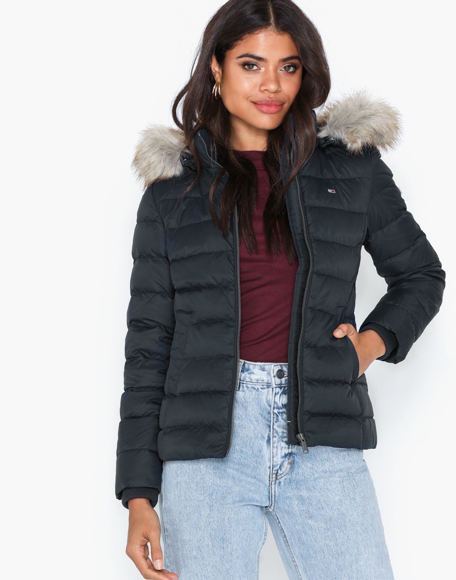 tommy jeans tjw essential hooded down coat