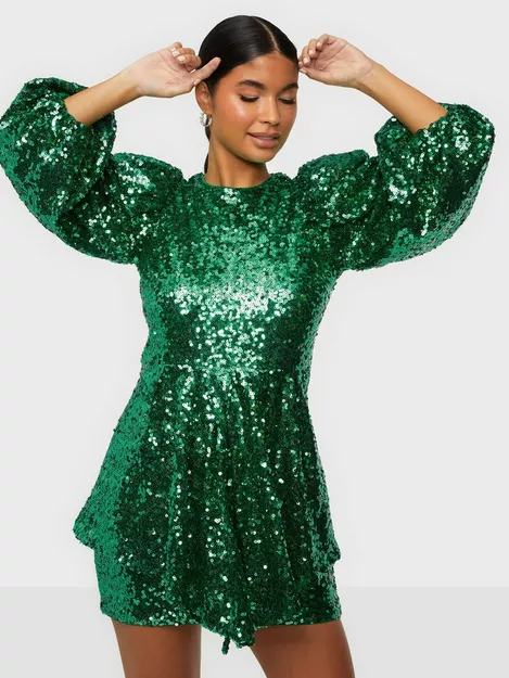 skrue plisseret damper Buy Nelly Shout Out Sequin Dress - Green | Nelly.com