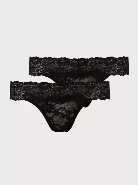 lace thong 2-pack, Black