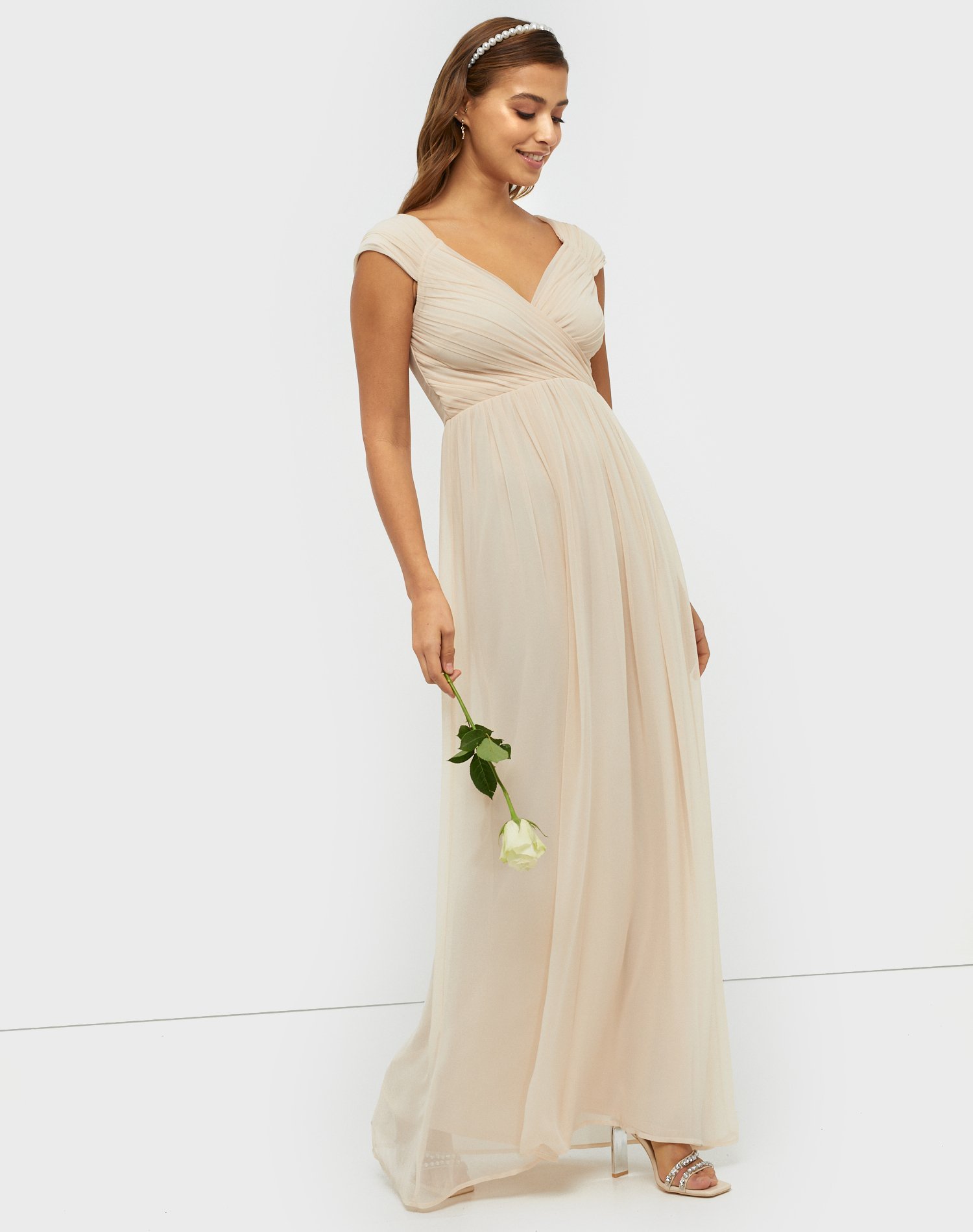 white cap sleeve maxi dress