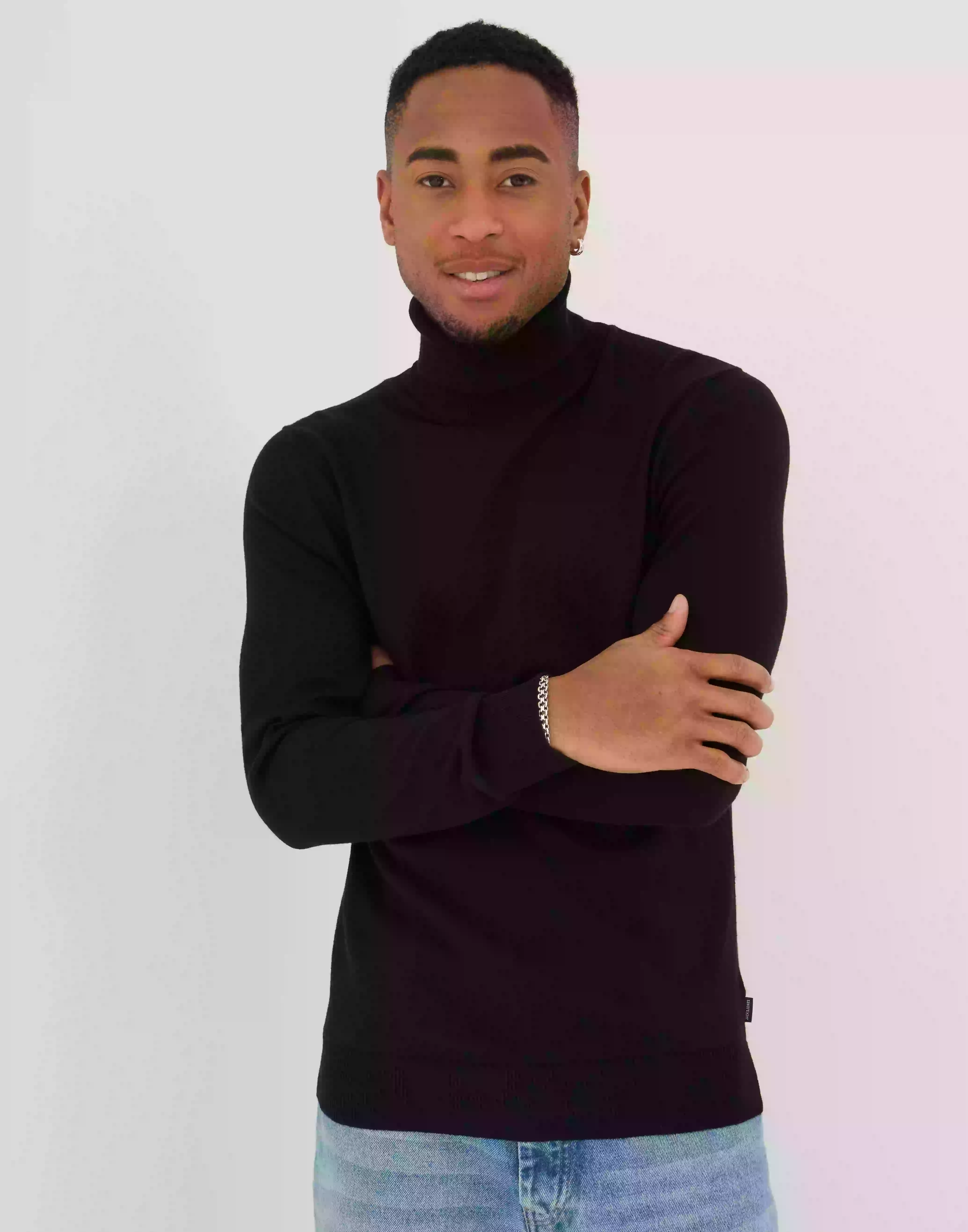 Jack & Jones Jjeemil Knit Roll Neck Noos Stickade tröjor Svart