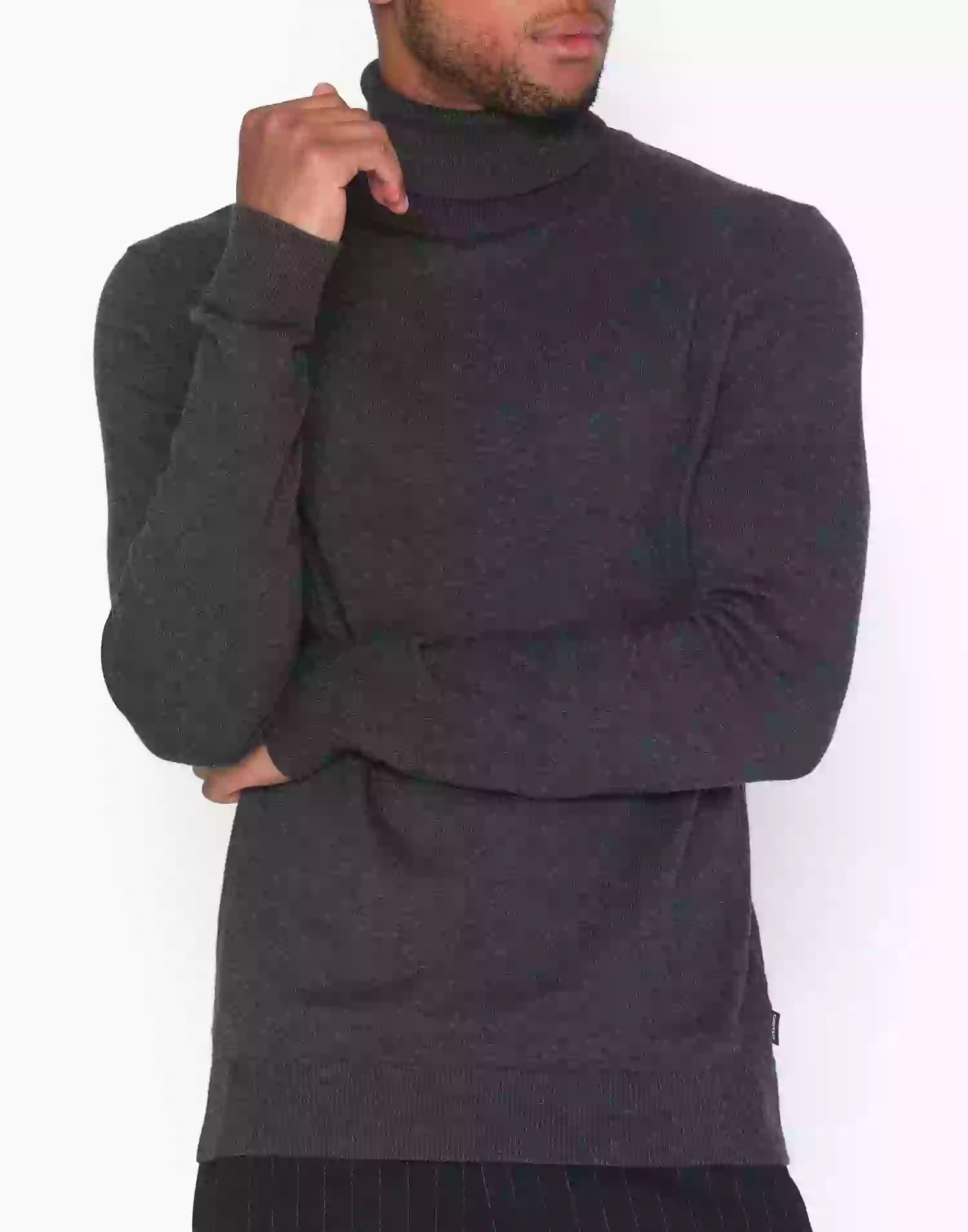 Jack & Jones Jjeemil Knit Roll Neck Noos Stickade tröjor Mörk Grå