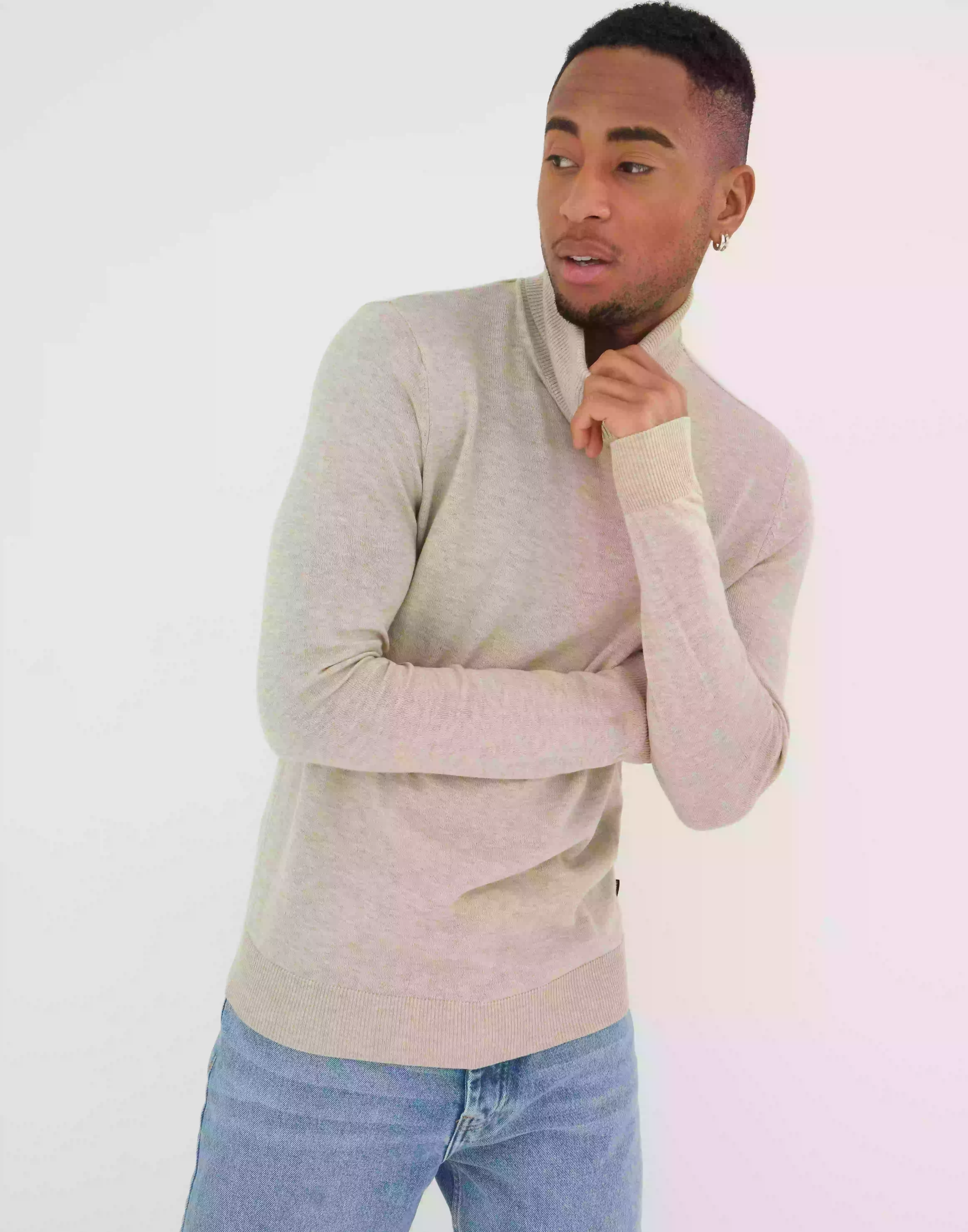 Jack & Jones Jjeemil Knit Roll Neck Noos Strikkegensere Lys grå