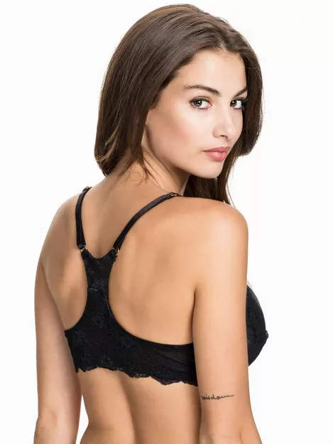Racerback Front Closure Push Up T-Back Padded Lace Bra