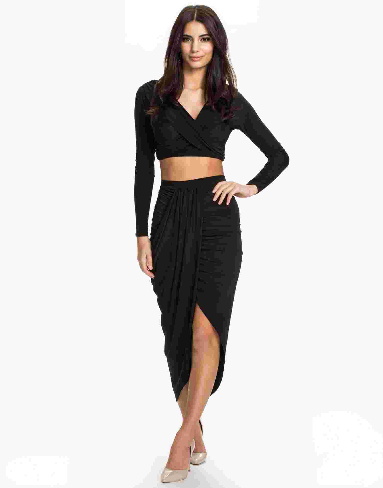Draped Ruched Skirt Nly One Black Skirts Clothing Women