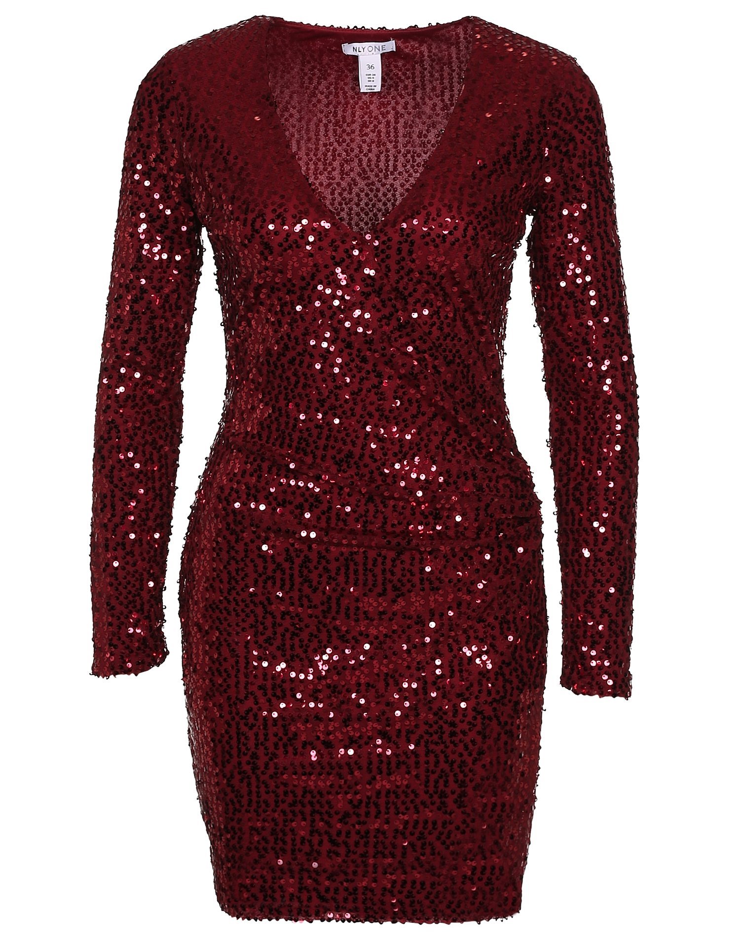Wrap Sequin Dress - Nly One - Burgundy - Party Dresses - Clothing ...