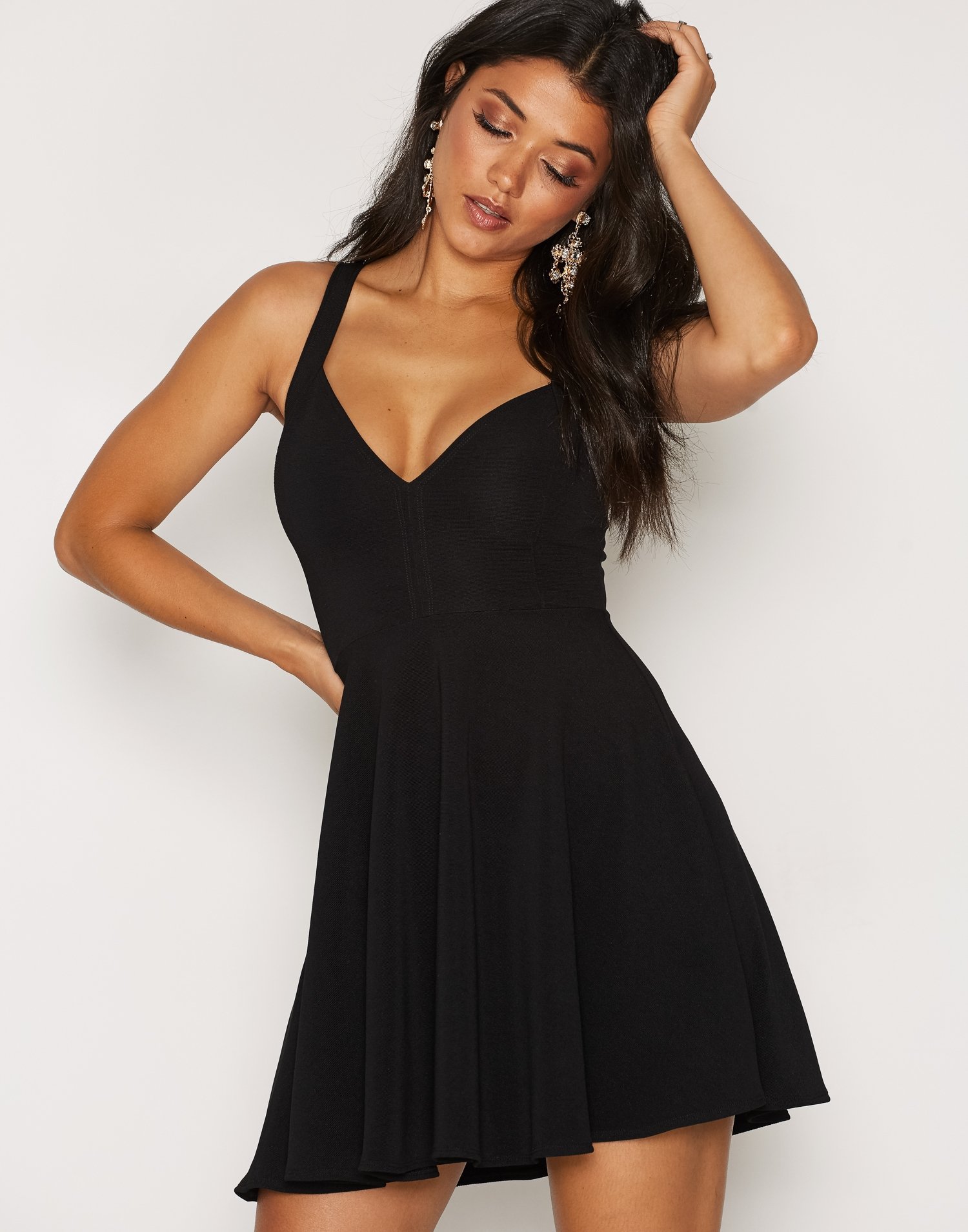 Sweetheart Neckline Skater Dress - Nly One - Black - Party Dresses ...