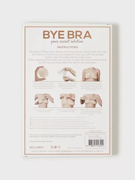 Bye Bra Breast Lift Tape with Silk Nipple Covers Cups A-C,D-F, F-H backless  bra