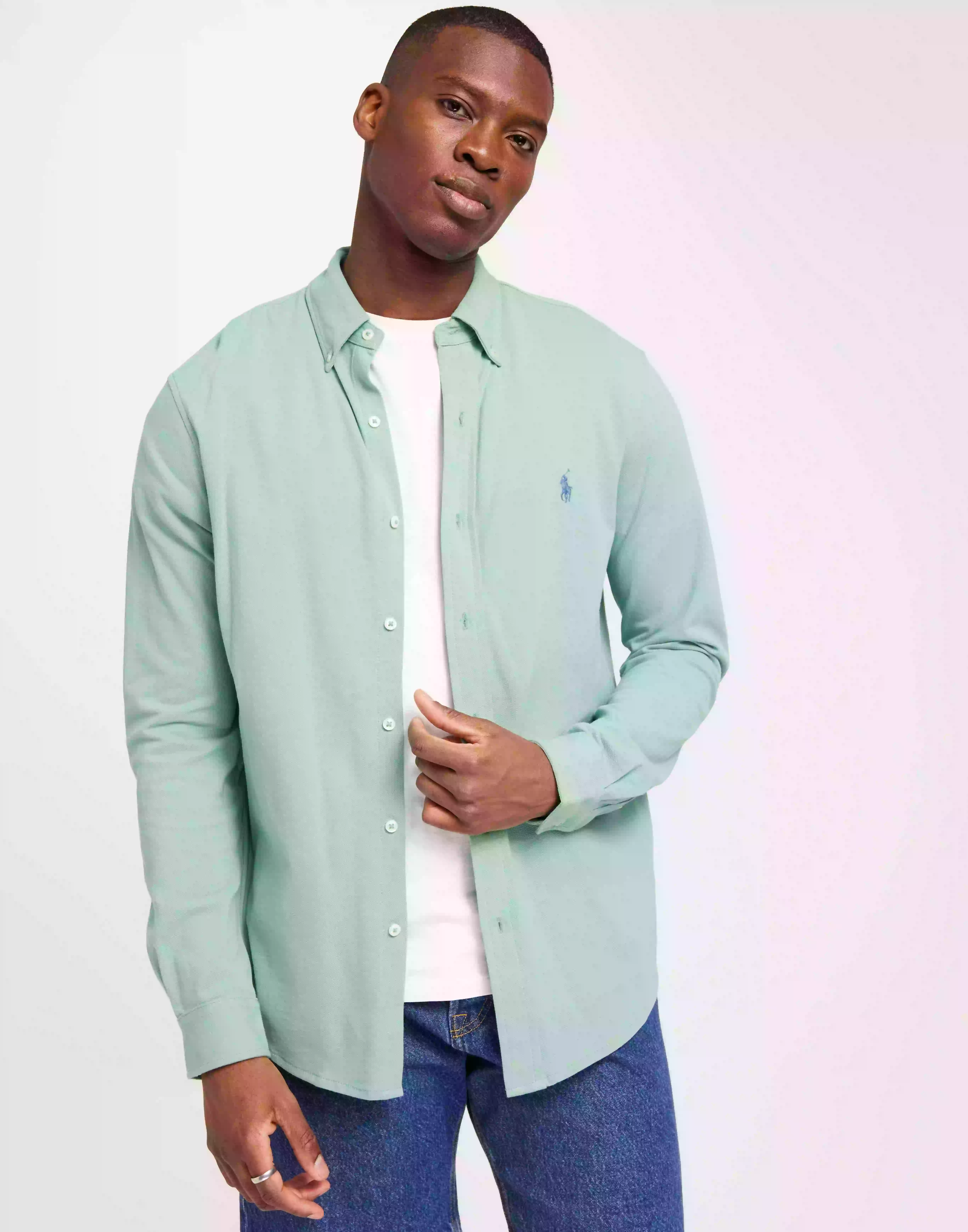 Polo Ralph Lauren Featherweight Long Sleeve Knit Vardagsskjortor Light/Pastel Green