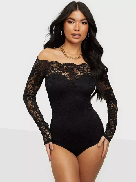 Buy Nelly OffShoulder Lace Bodysuit - Black