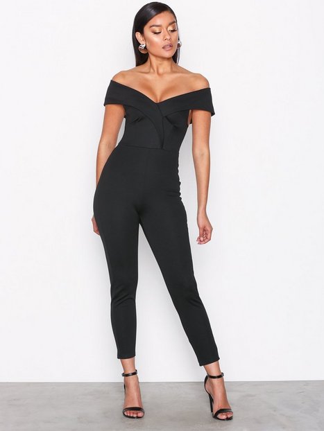 Folded Off Shoulder Jumpsuit - Nly One - Black - Jumpsuits - Clothing ...
