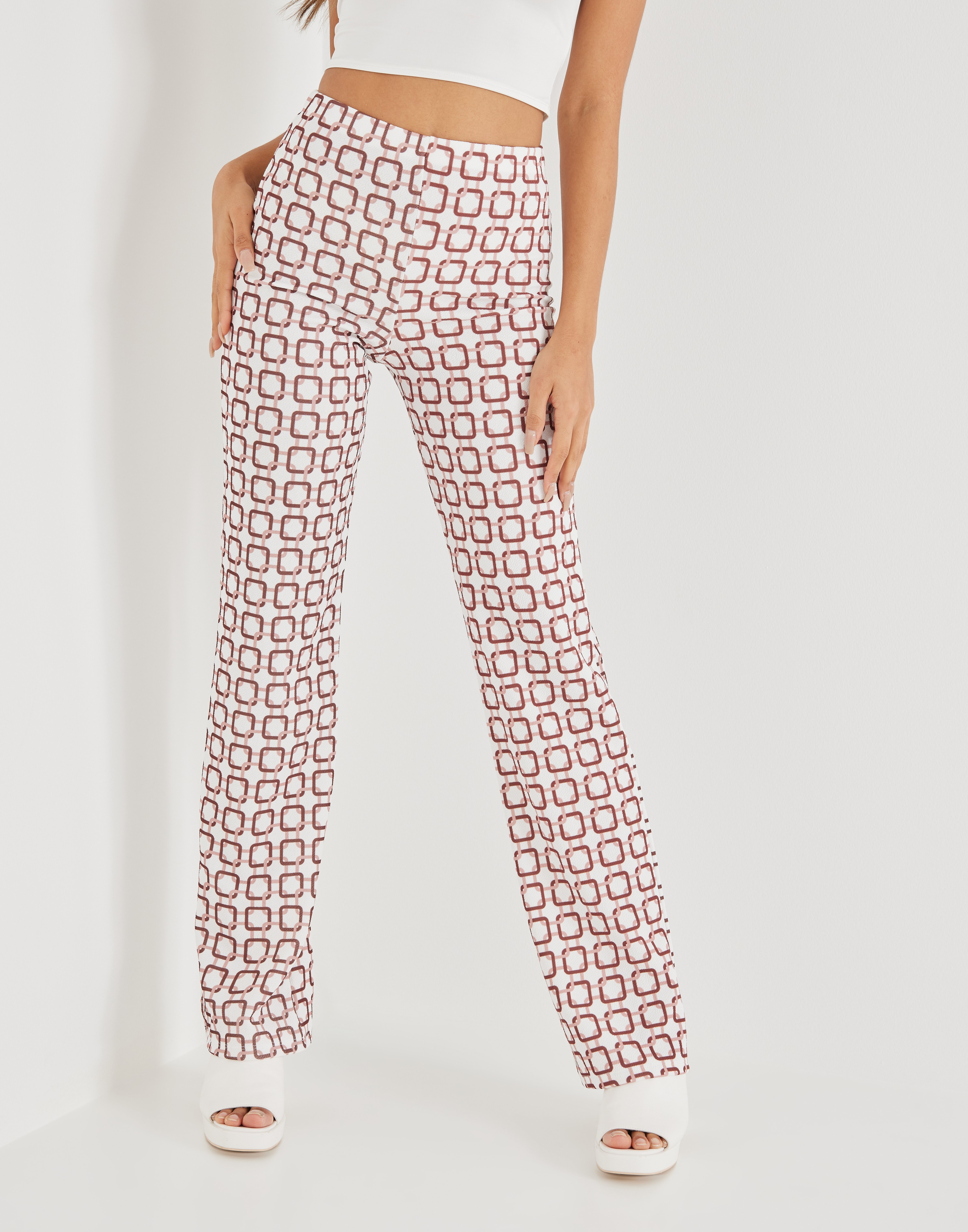 Printed crêpe pants