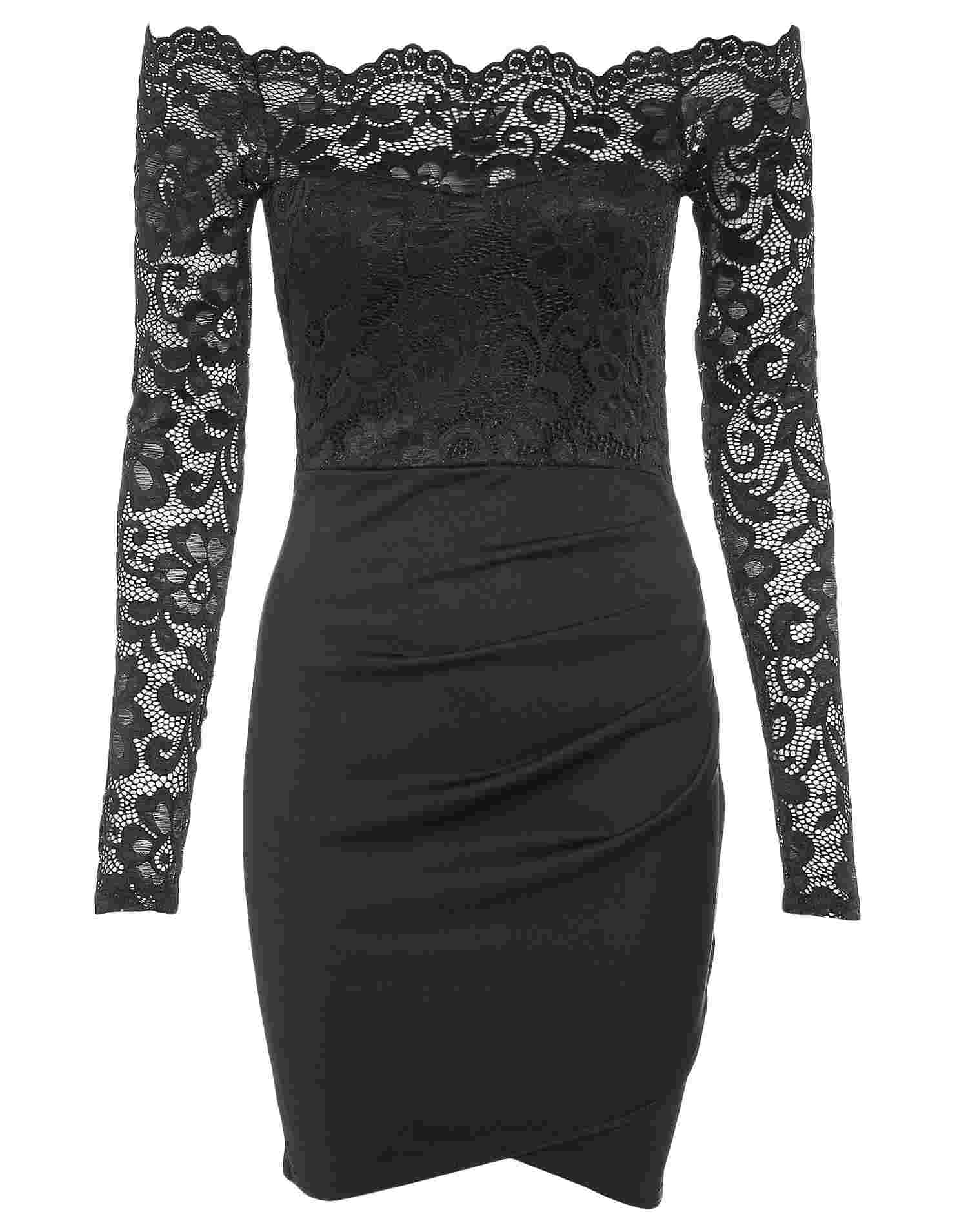 Off Shoulder Lace Dress - Nly One - Black - Party Dresses - Clothing ...