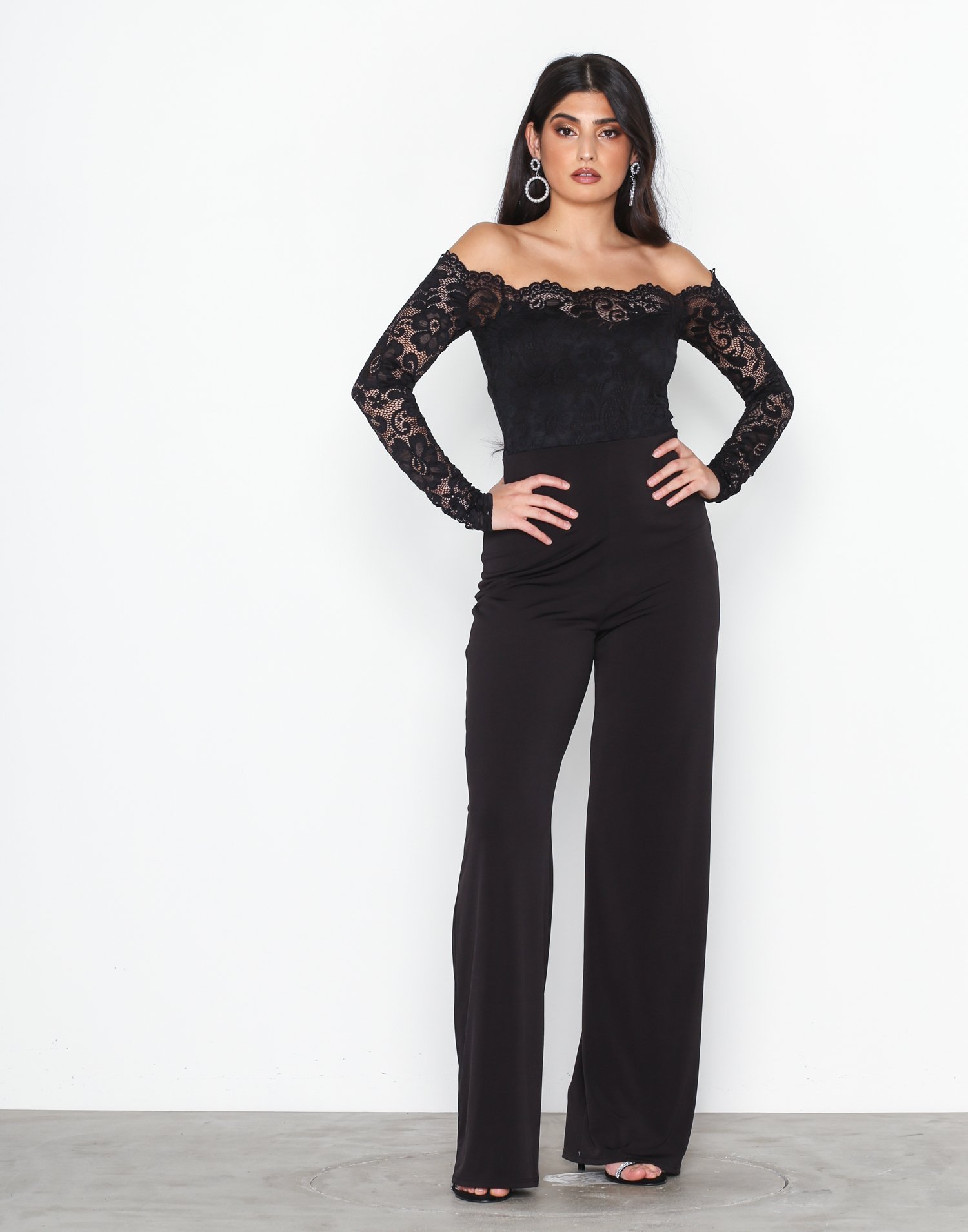 off shoulder lace jumpsuit