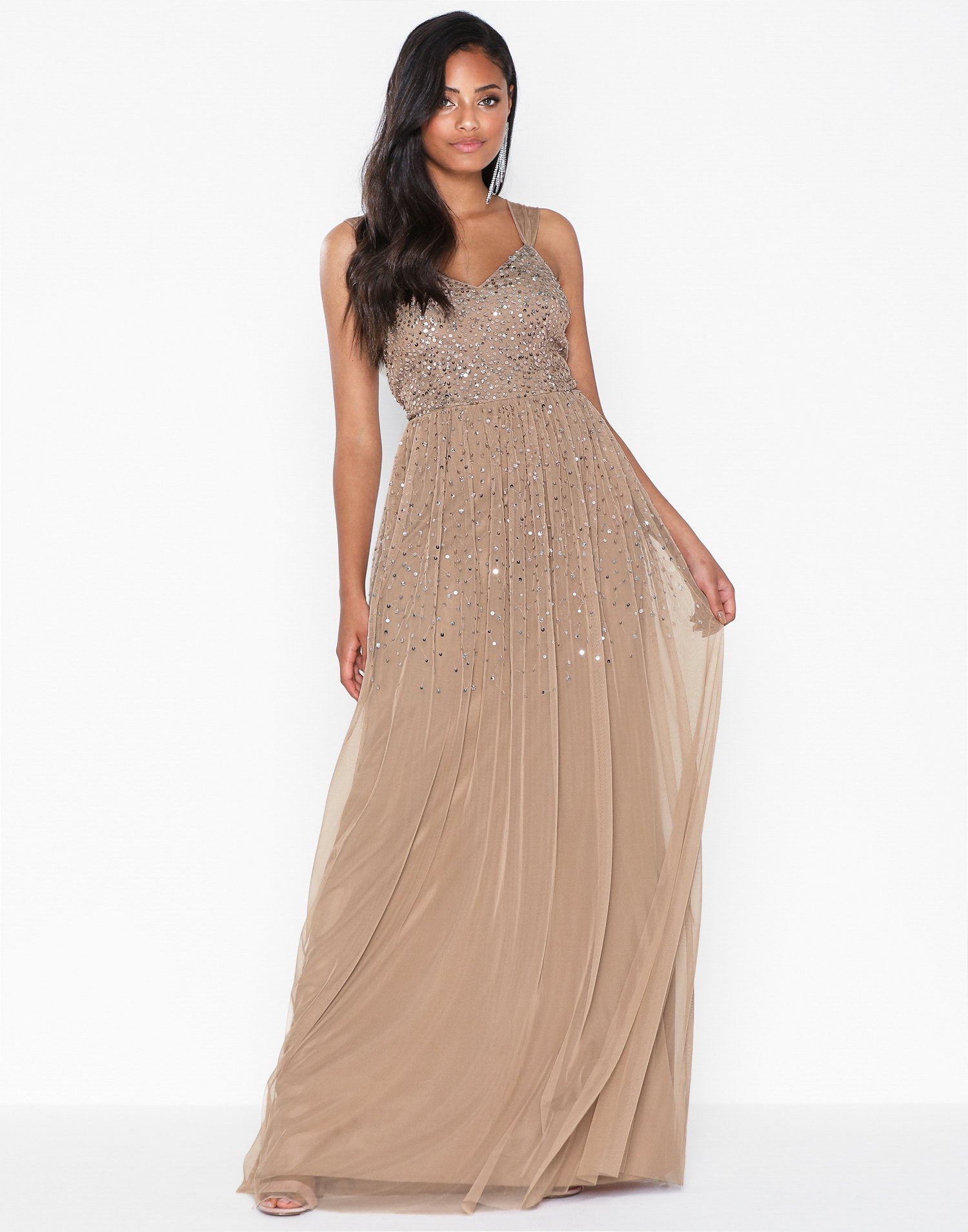 maya scattered sequin maxi dress