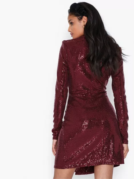 Burgundy Sequin Long Sleeve Blazer Dress