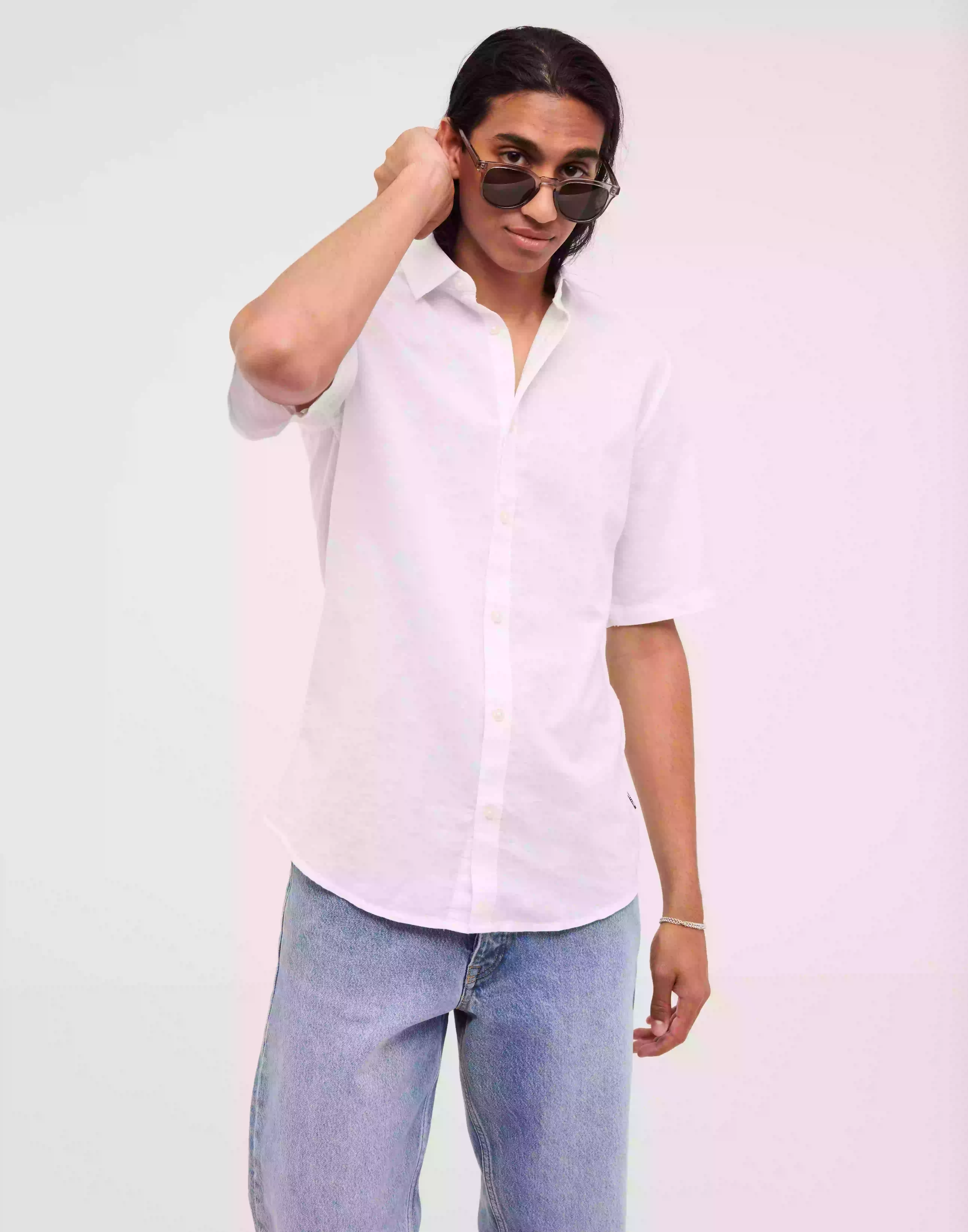 Only & Sons Onscaiden Ss Solid Linen Shirt Noos Kortärmade skjortor Vit