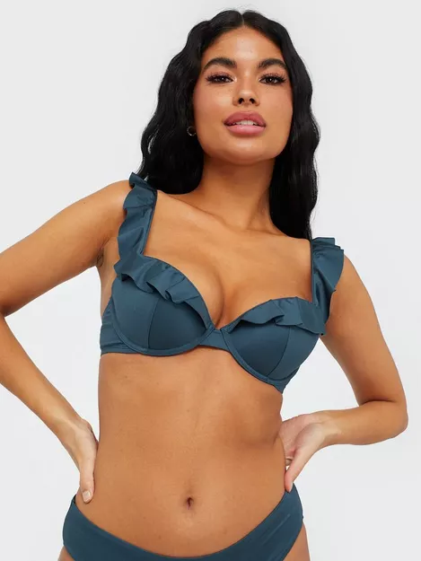 Buy Lindex Esther Frill Bikini Bra - Dusty Blue