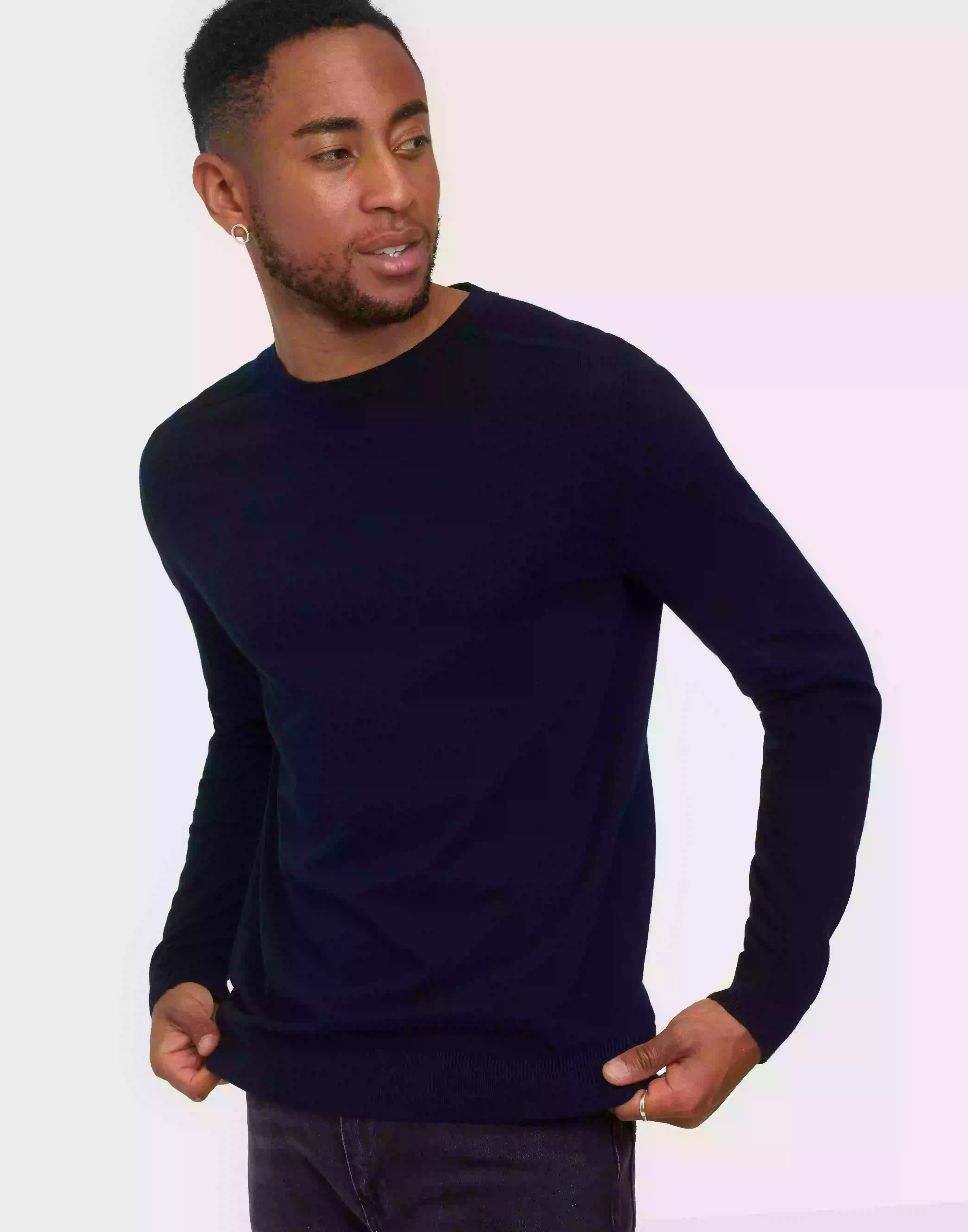 Selected Homme Slhberg Crew Neck Noos Strikkegensere Navy Blazer