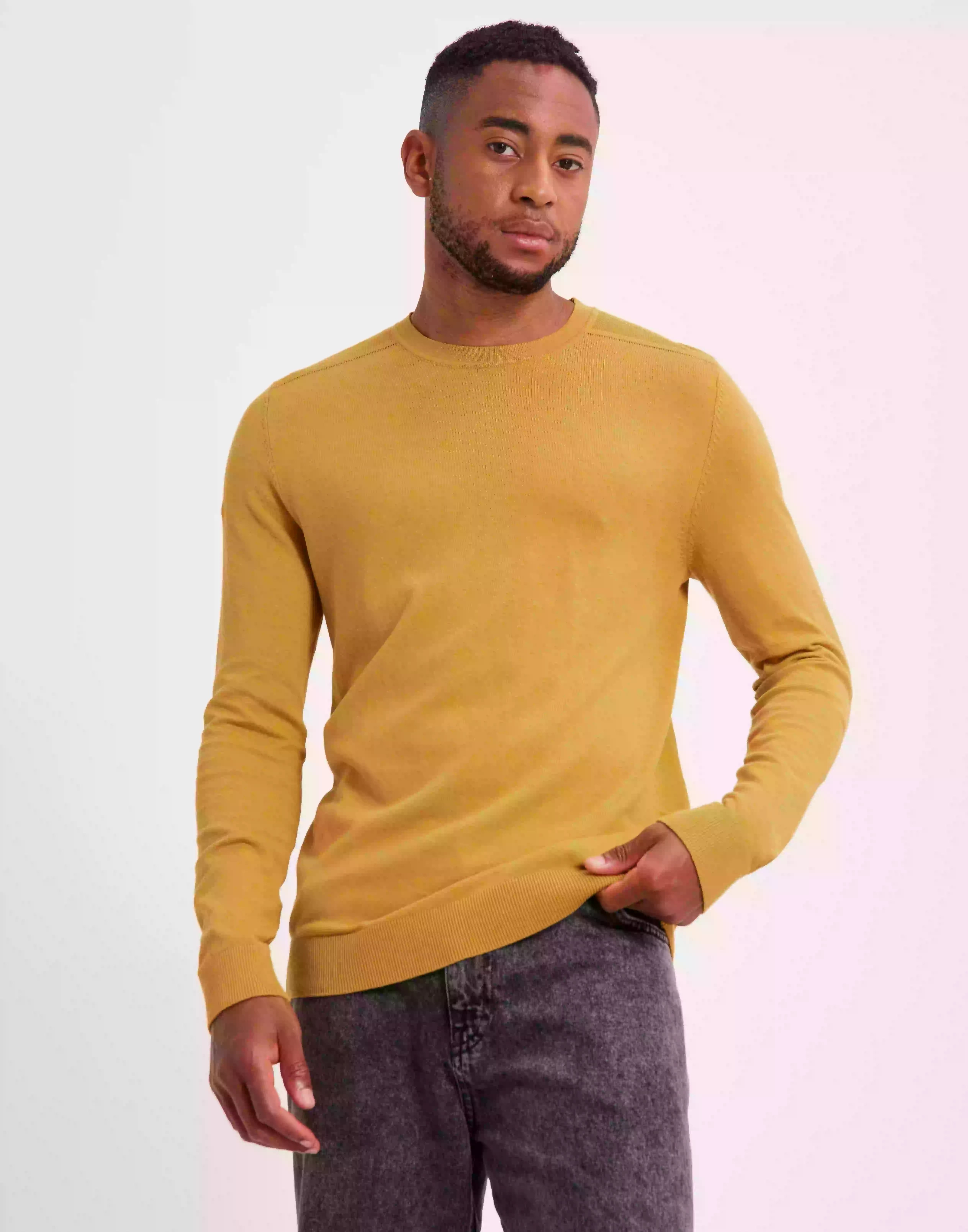 Selected Homme Slhberg Crew Neck Noos Stickade tröjor Chai Tea Melange