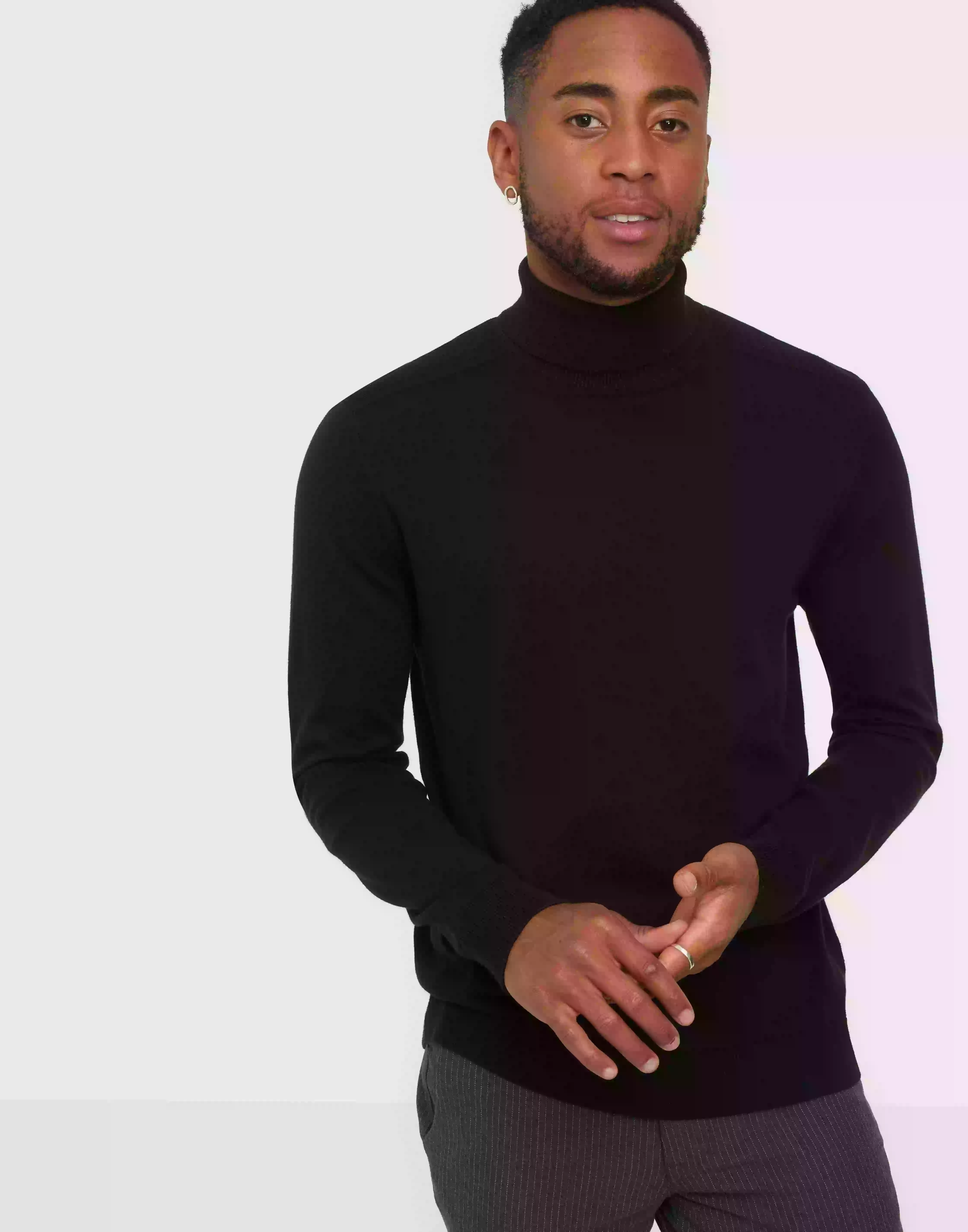 Selected Homme Slhberg Roll Neck B Noos Stickade tröjor Black