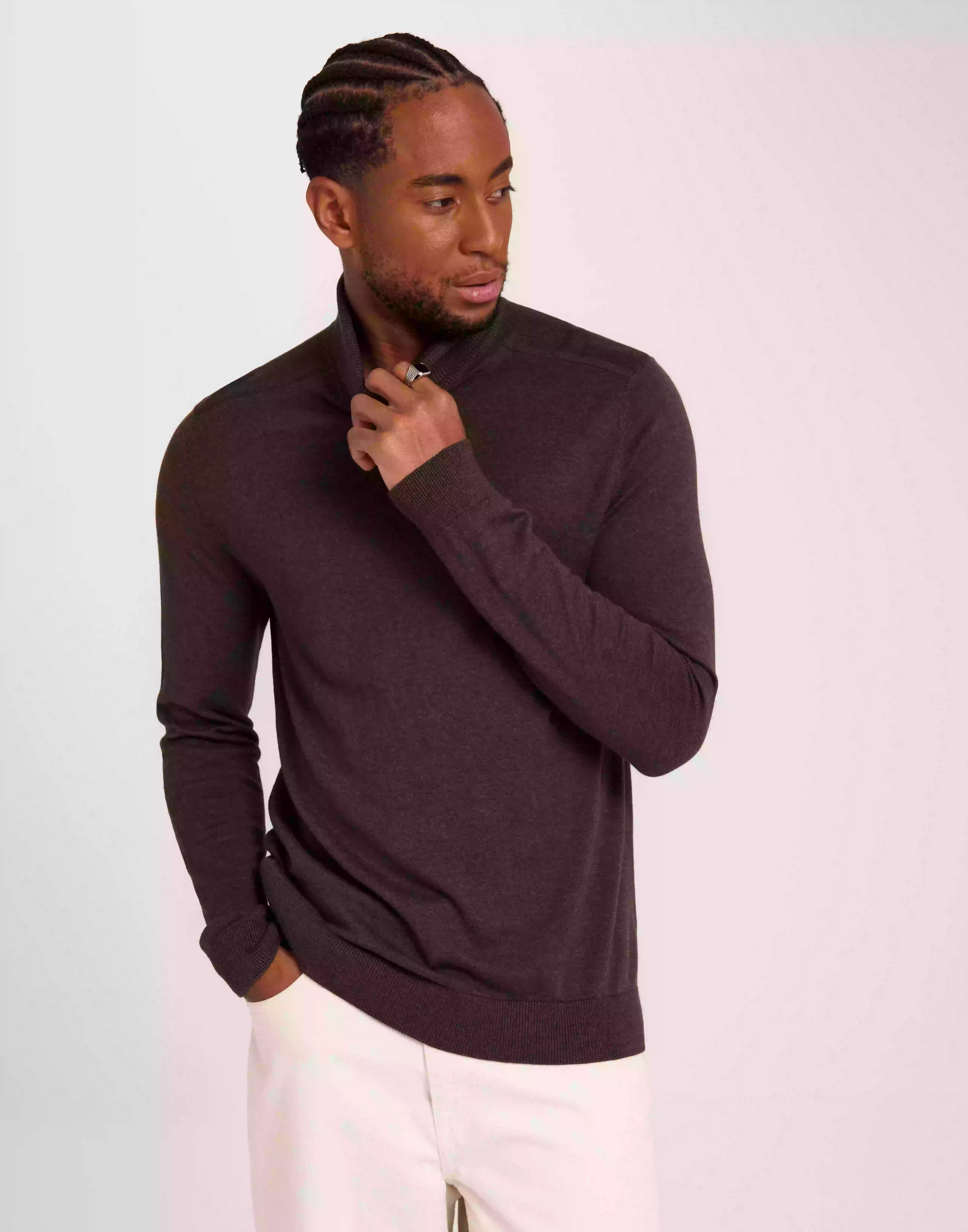 Selected Homme Slhberg Roll Neck B Noos Stickade tröjor Demitasse Melange