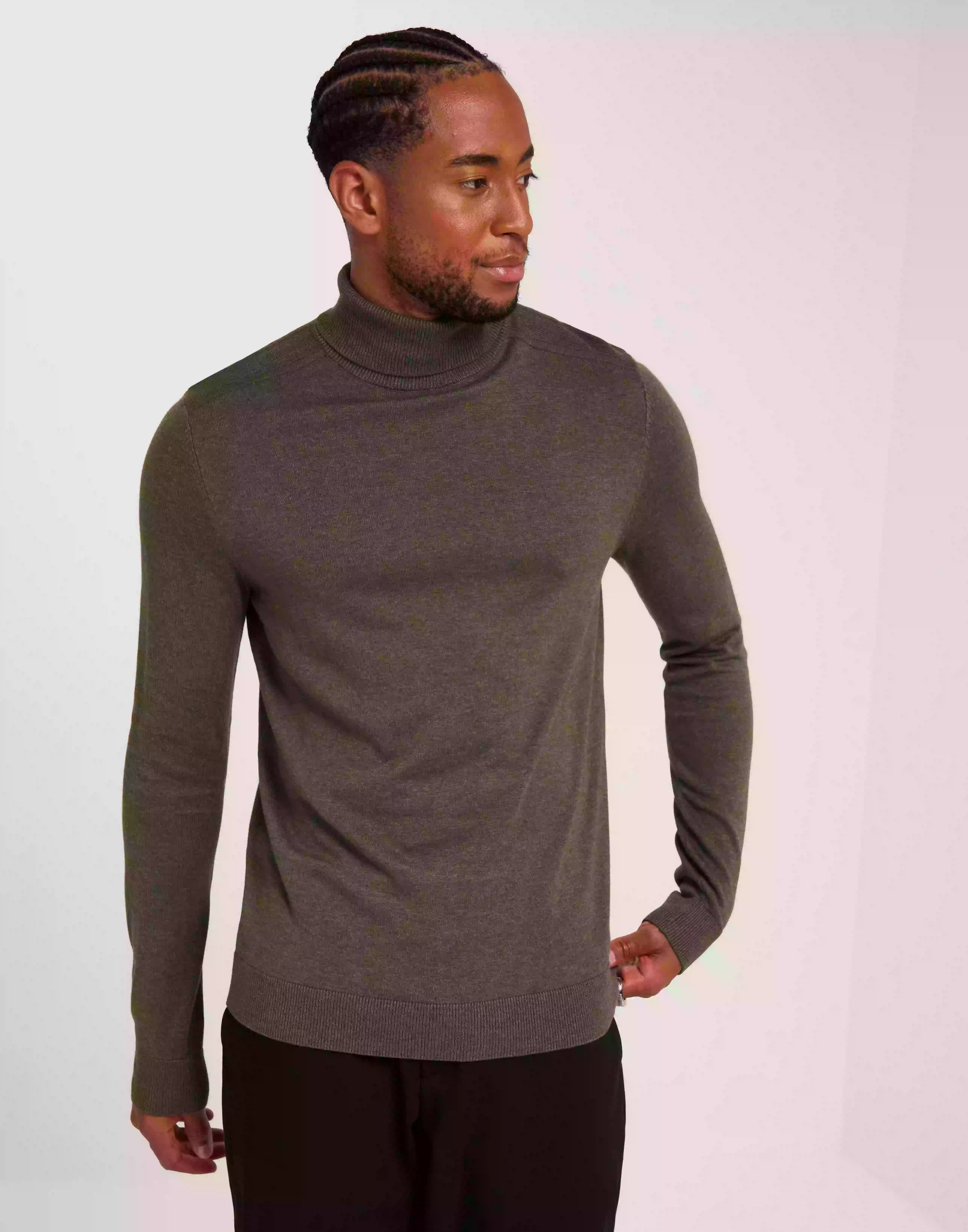 Selected Homme Slhberg Roll Neck B Noos Stickade tröjor Ivy Green Melange