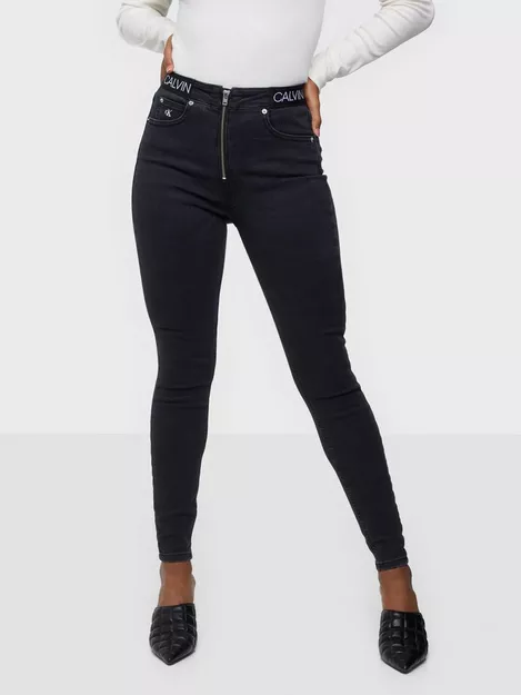 Buy Calvin Klein Jeans HIGH RISE SUPER SKINNY ANKLE - Black 