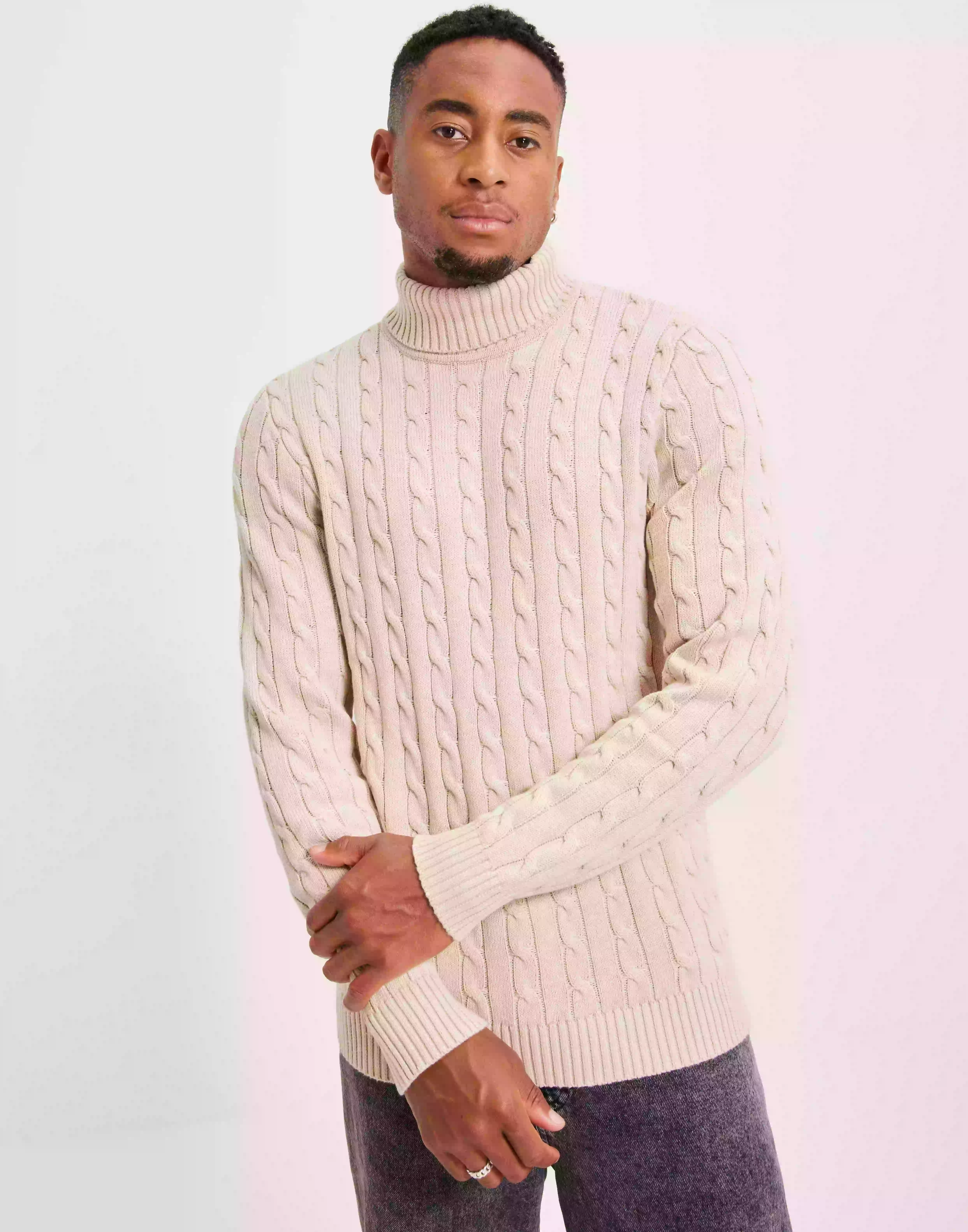Selected Homme Slhryan Structure Roll Neck Polotröjor Bone White Melange