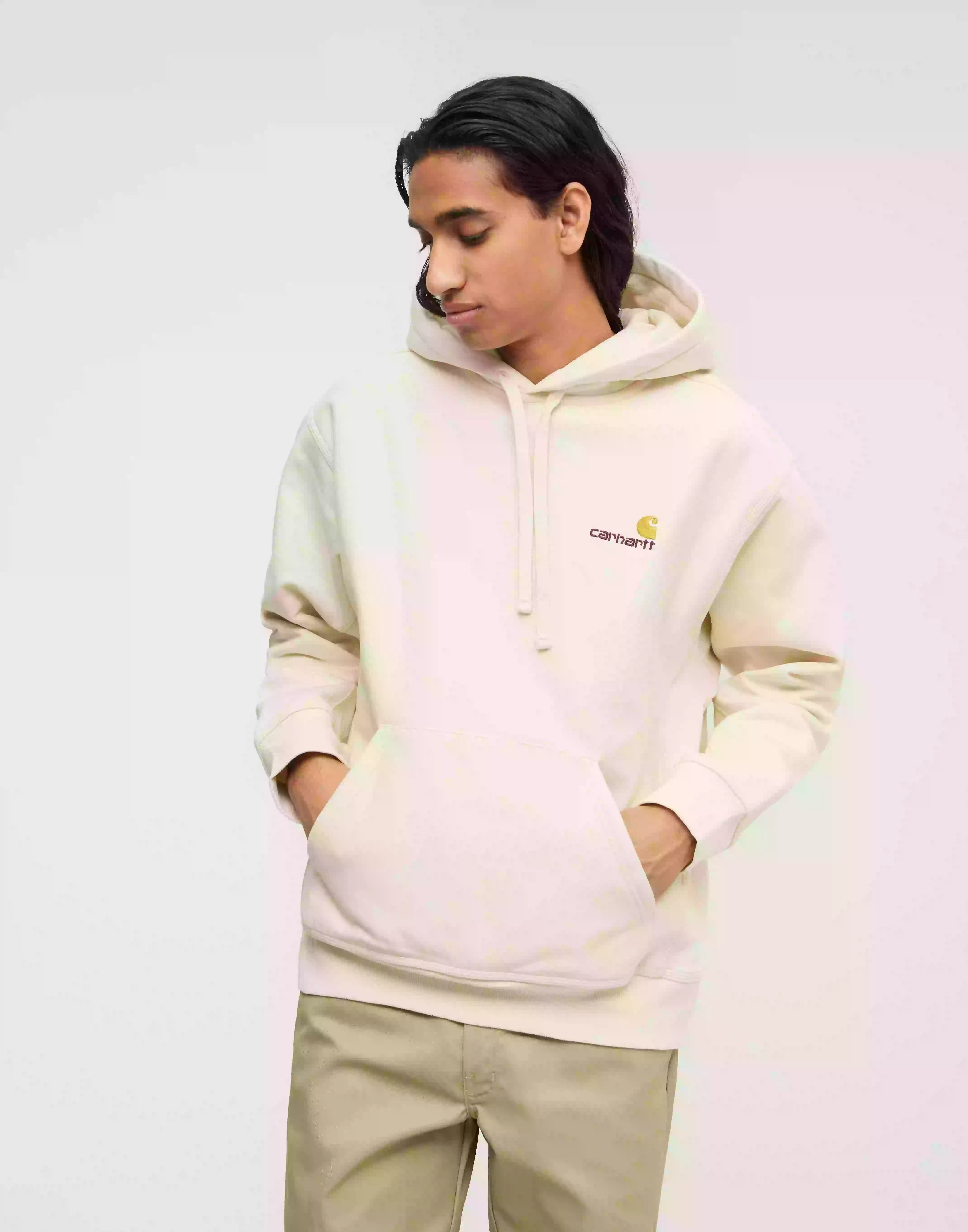 Carhartt WIP Hooded American Script Sweat Hoodies Natural