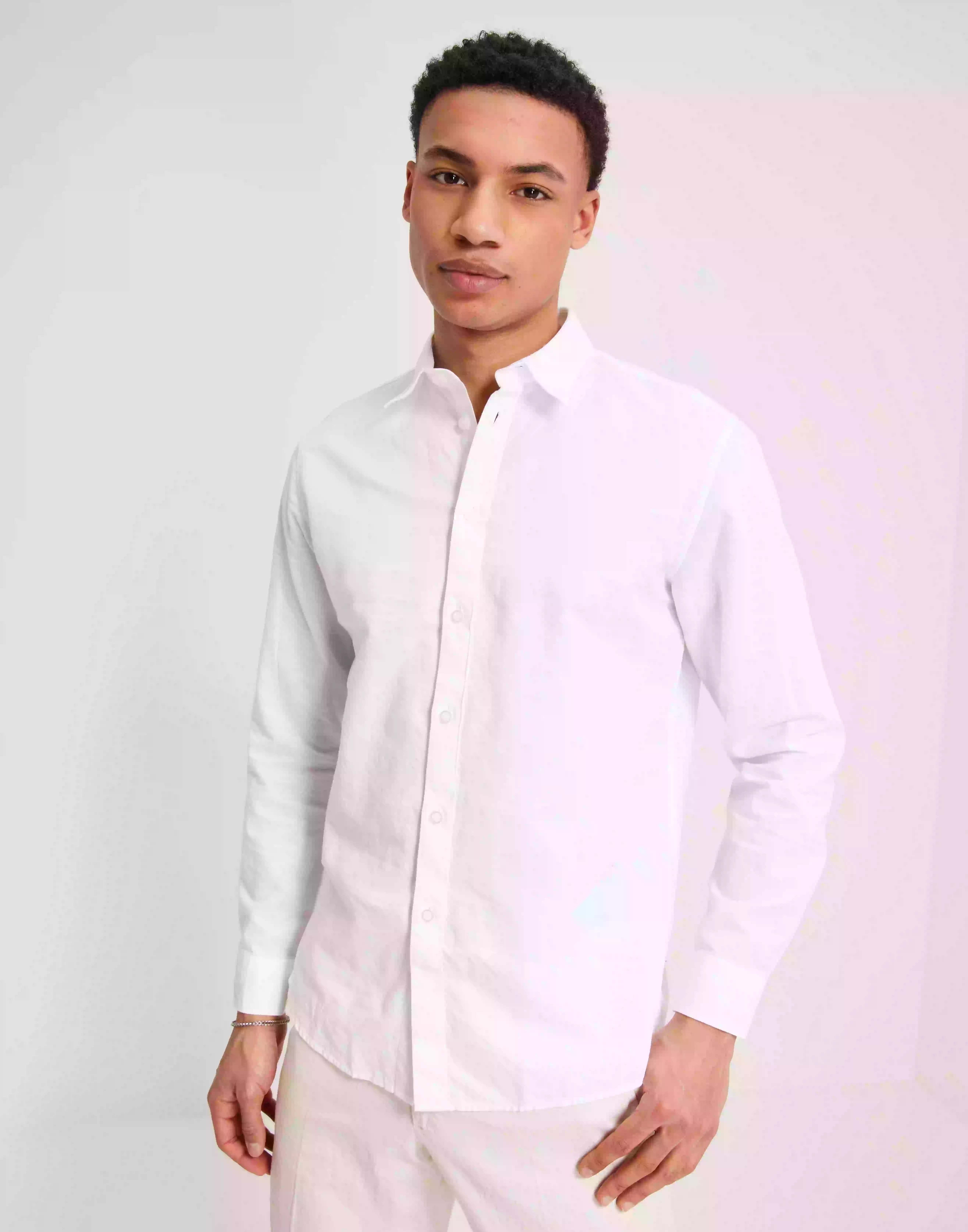 Selected Homme Slhslimnew-Linen Shirt Ls Noos Linneskjortor White