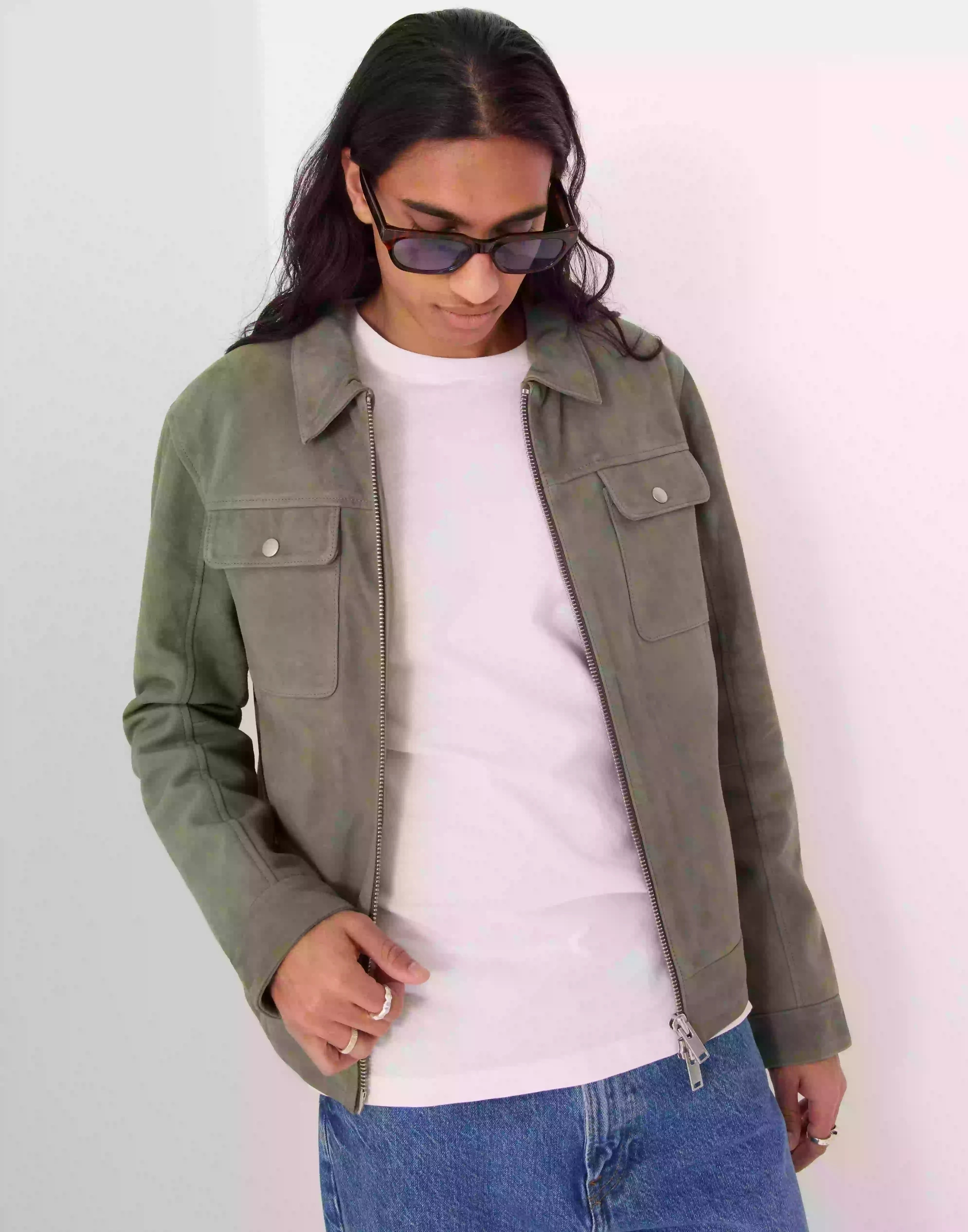 Selected Homme Slhiconic Blouson Suede Jkt W Skjortjackor Olivine