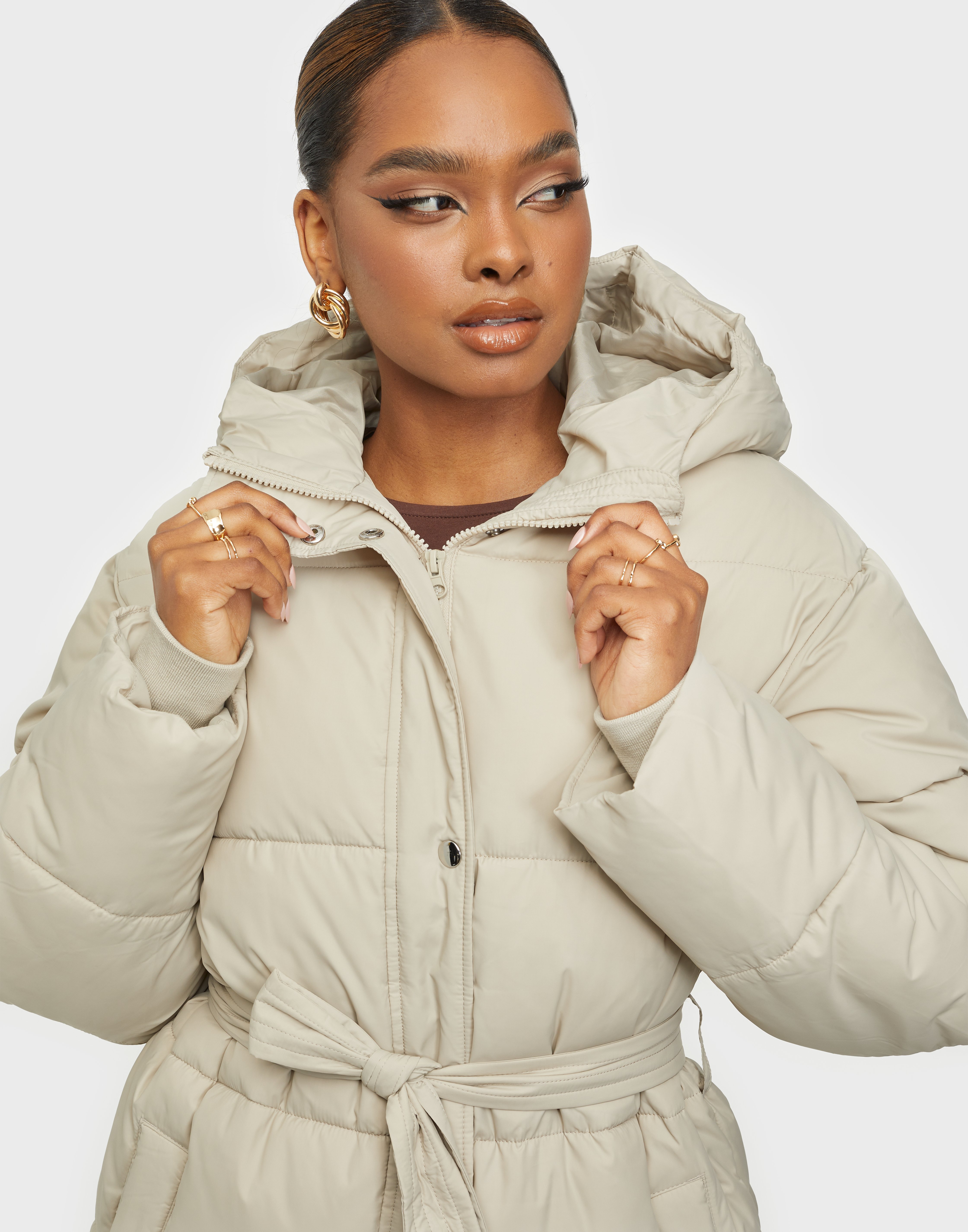 nly by nelly belted puffer jacket