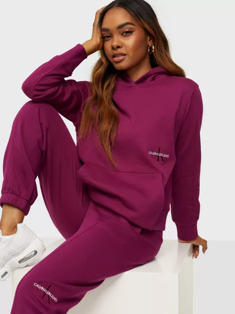 Buy Calvin Klein Jeans Off Placed Monogram Hoodie - Purple 