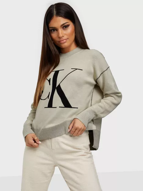 Buy Calvin Klein Jeans Beige Loose Sweater - Ck