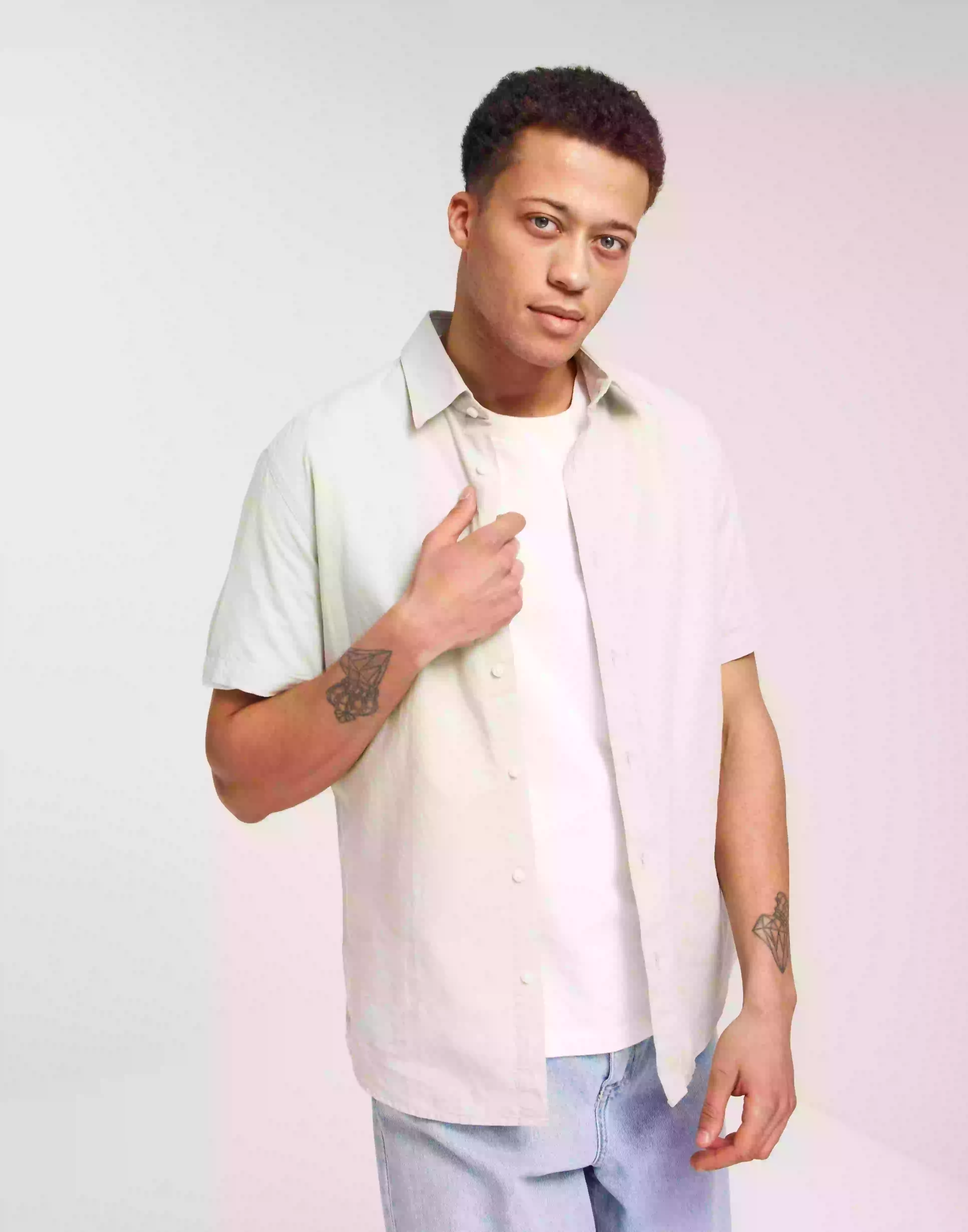 Selected Homme Slhregnew-Linen Shirt Ss Classic Kortärmade skjortor Desert Sage