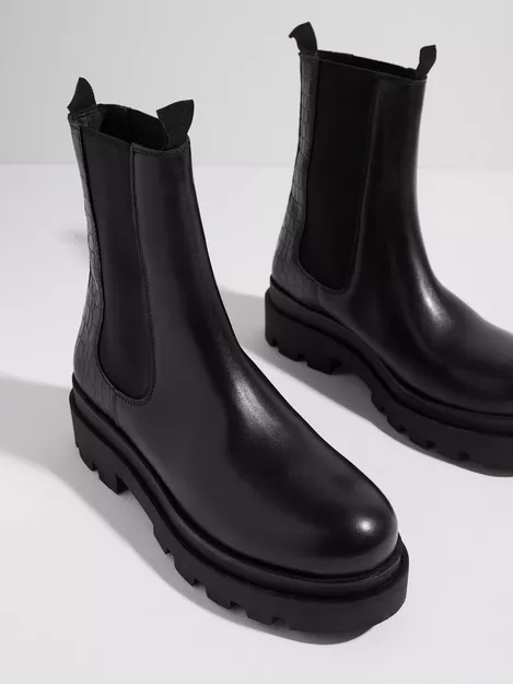 Køb Duffy High Leather Chelsea Boots Sort | Nelly.com