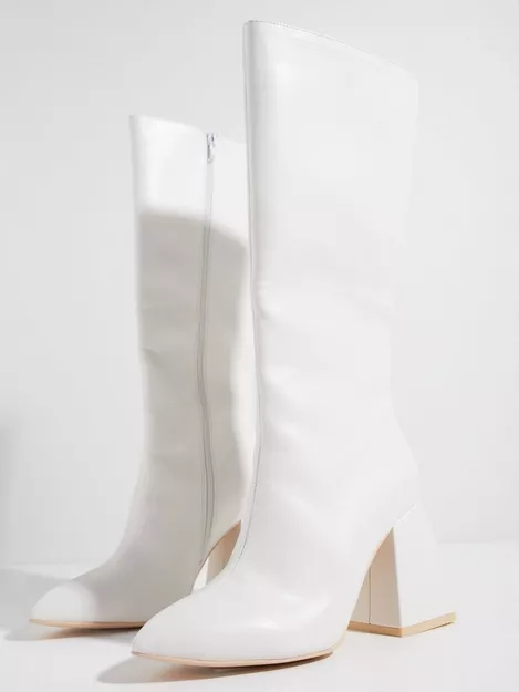 Buy Nelly Curve Under Knee Boot - White