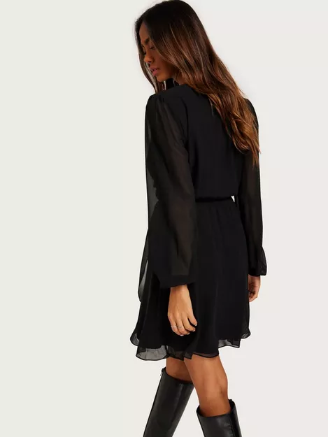 Buy Nelly Ruched Flare Dress - Black