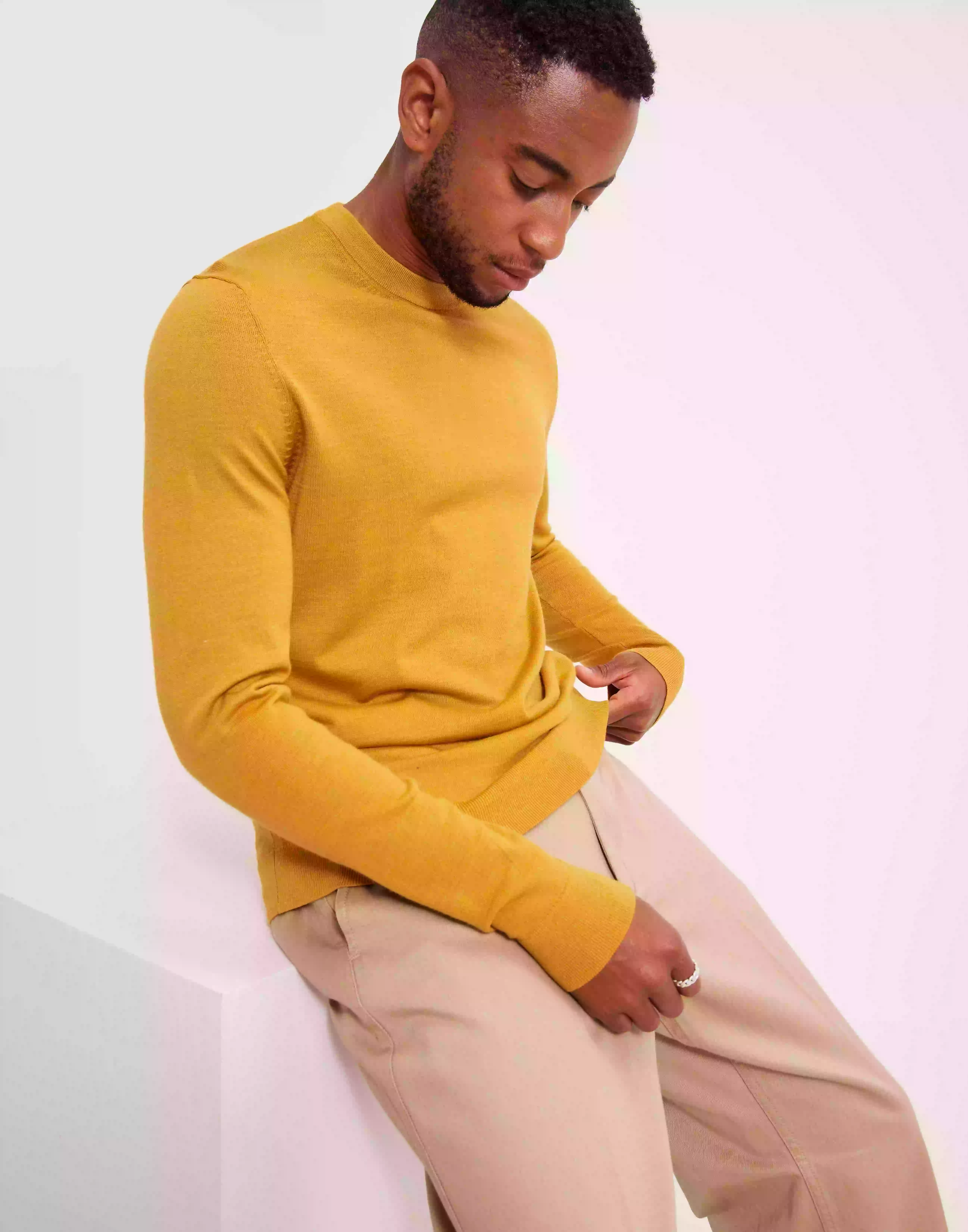 Selected Homme Slhtown Merino Coolmax Knit Crew No Stickade tröjor Chai Tea Melange