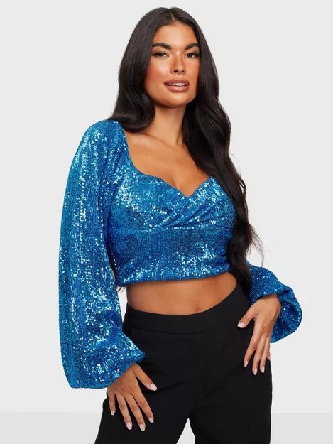 Buy Nelly Sequin Top - Blue Nelly.com
