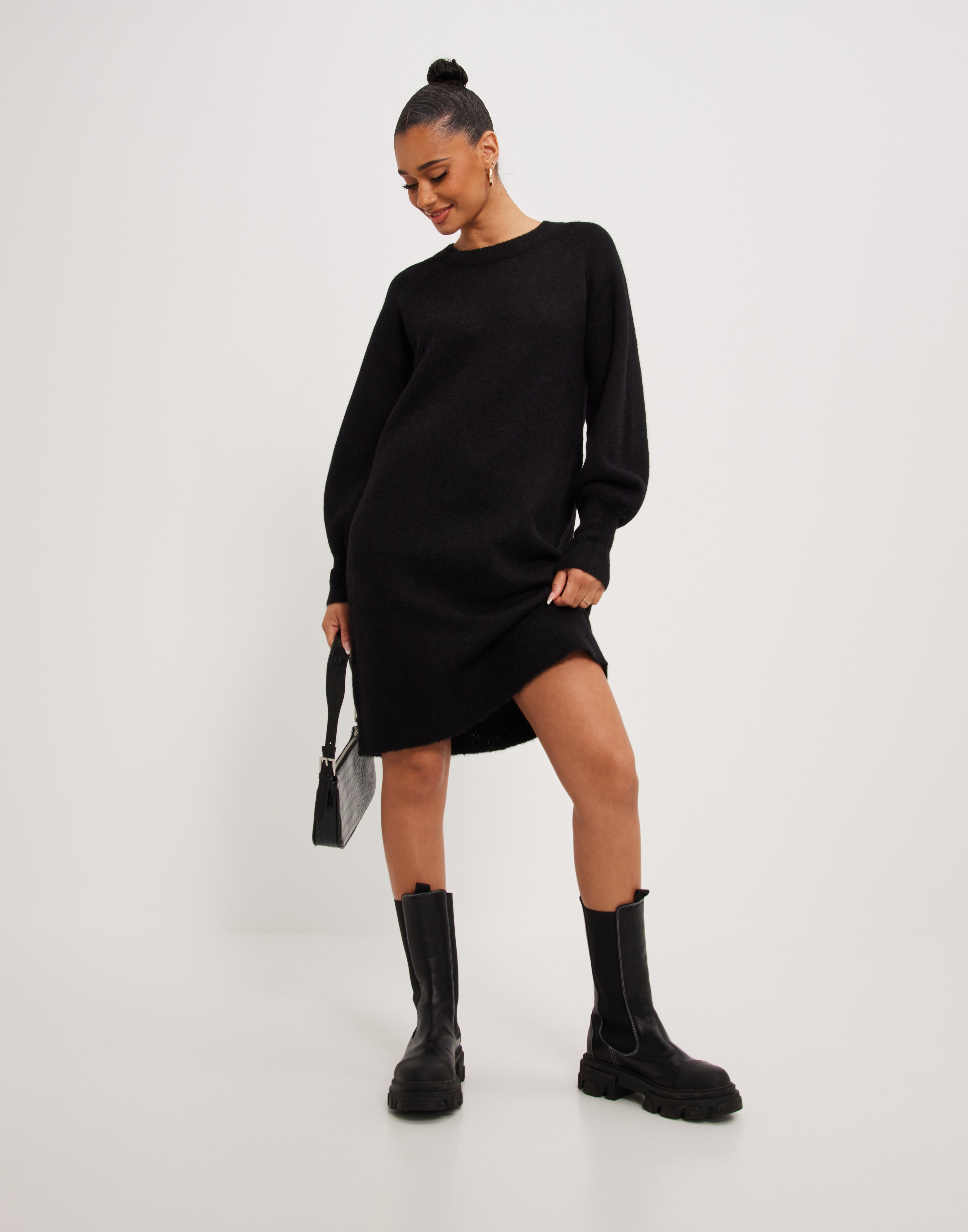 Buy Selected Femme SLFLULU LS KNIT DRESS O-NECK B NOOS - Black | Nelly.com