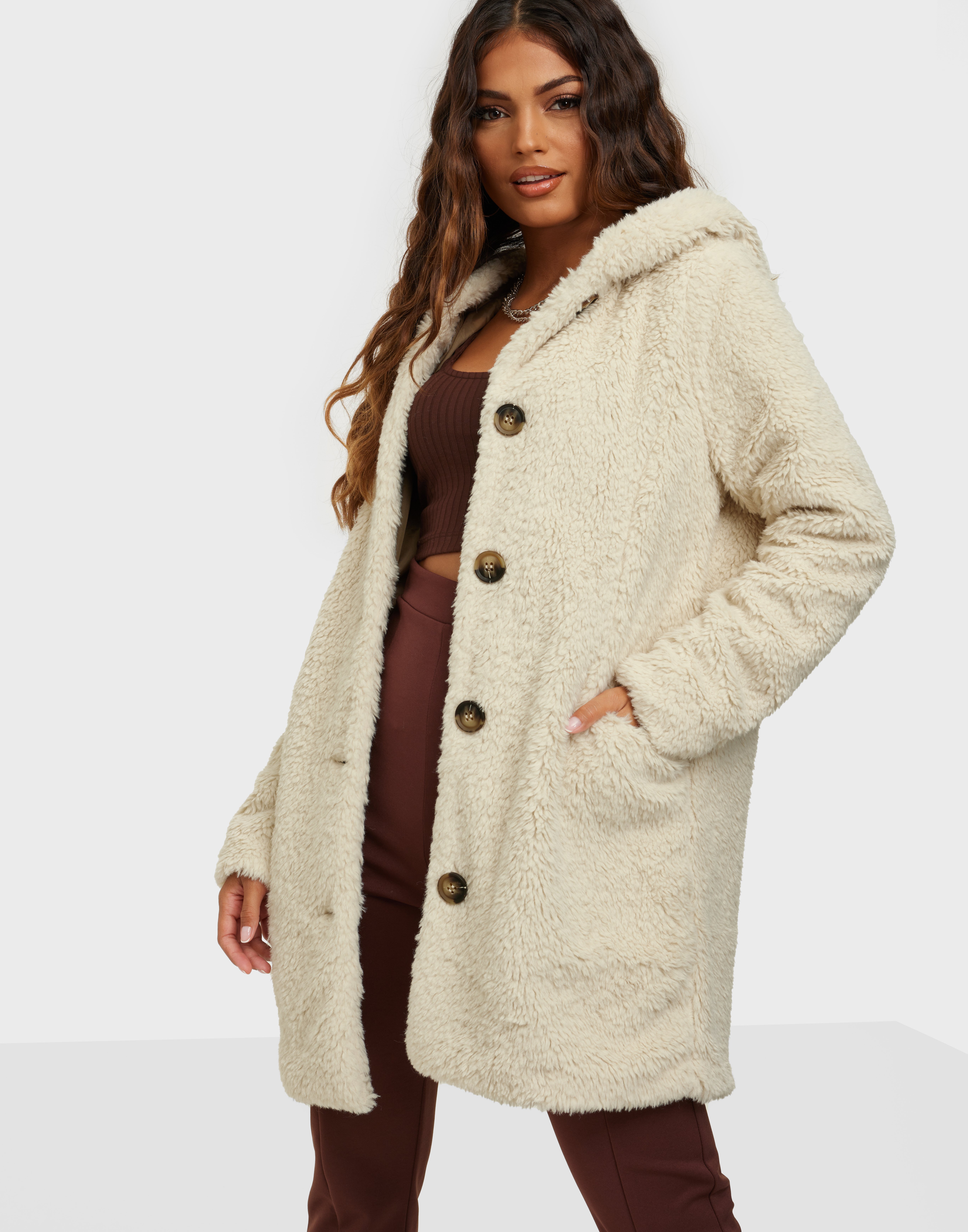 vero moda long teddy coat