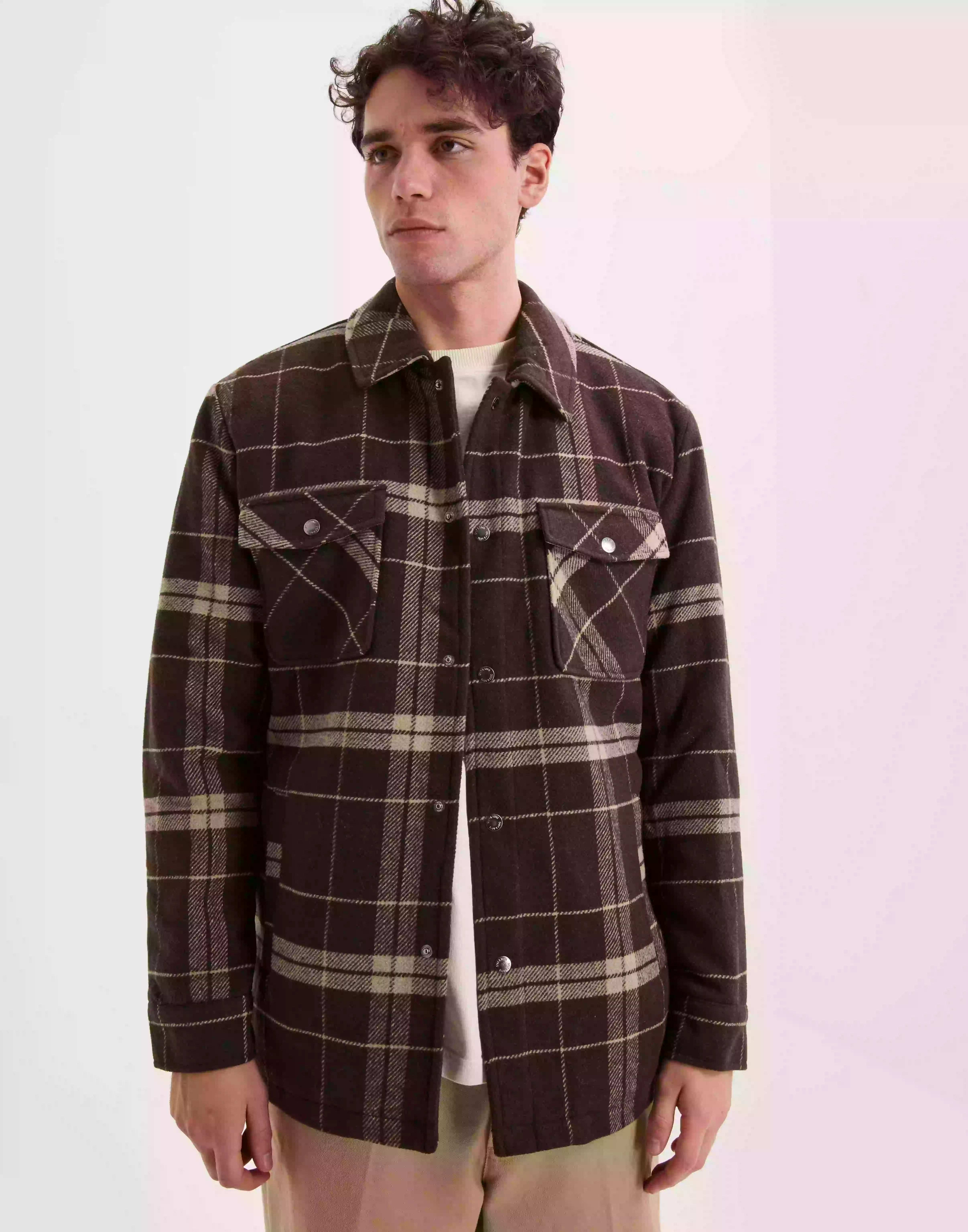 Only & Sons Onscreed Loose Check Wool Jacket Ot Jackor Seal Brown Chinchilla