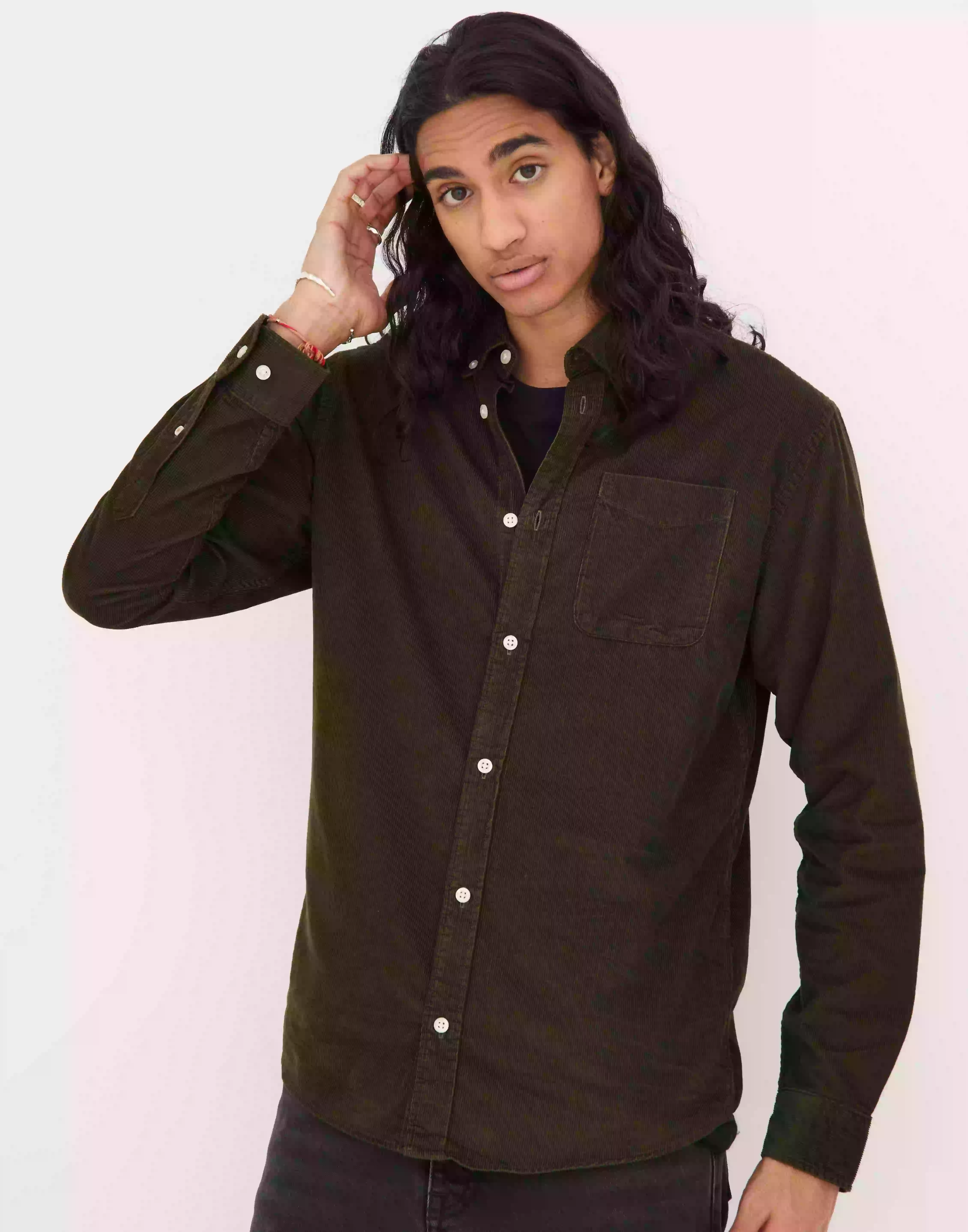 Jack & Jones Jprbluatlas Cord Shirt L/S Button D Vardagsskjortor Forest Night Slim Fit