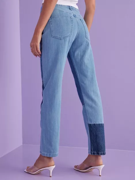 Shop Helmut Lang Patchwork Straight-Leg Jeans
